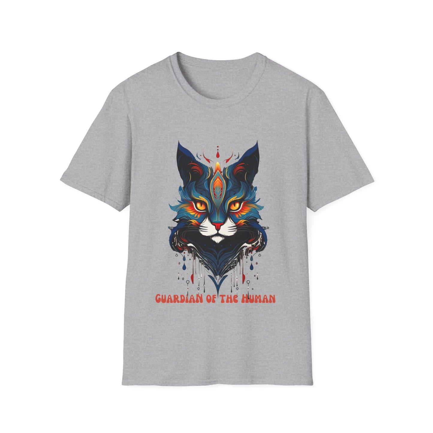Guardian of the Human, Cat Lover's Gift Unisex Tee Shirt, T-Shirt Cat Lovers Gift Softstyle T-Shirt Tee Teeshirt Stylized Cat