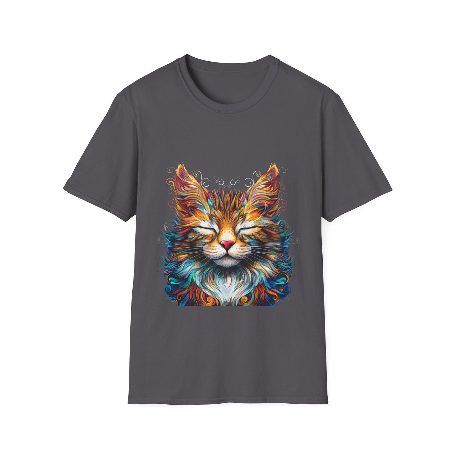 Chill Vibe Meditating Cat Shirt, Cat Lover's Graphic Tee Graphic Unisex T- Shirt, T-Shirt Cat Lovers Gift Softstyle T-Shirt Tee Teeshirt Stylized Cat