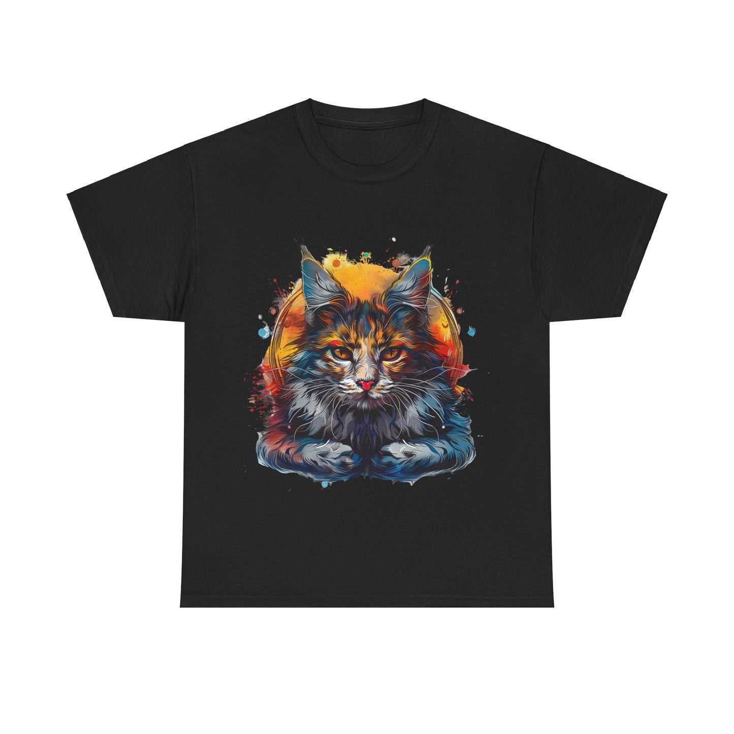 Meditating Cat, (V2) Zen Cat, Cat Gift Unisex Heavy Cotton Tee T-Shirt