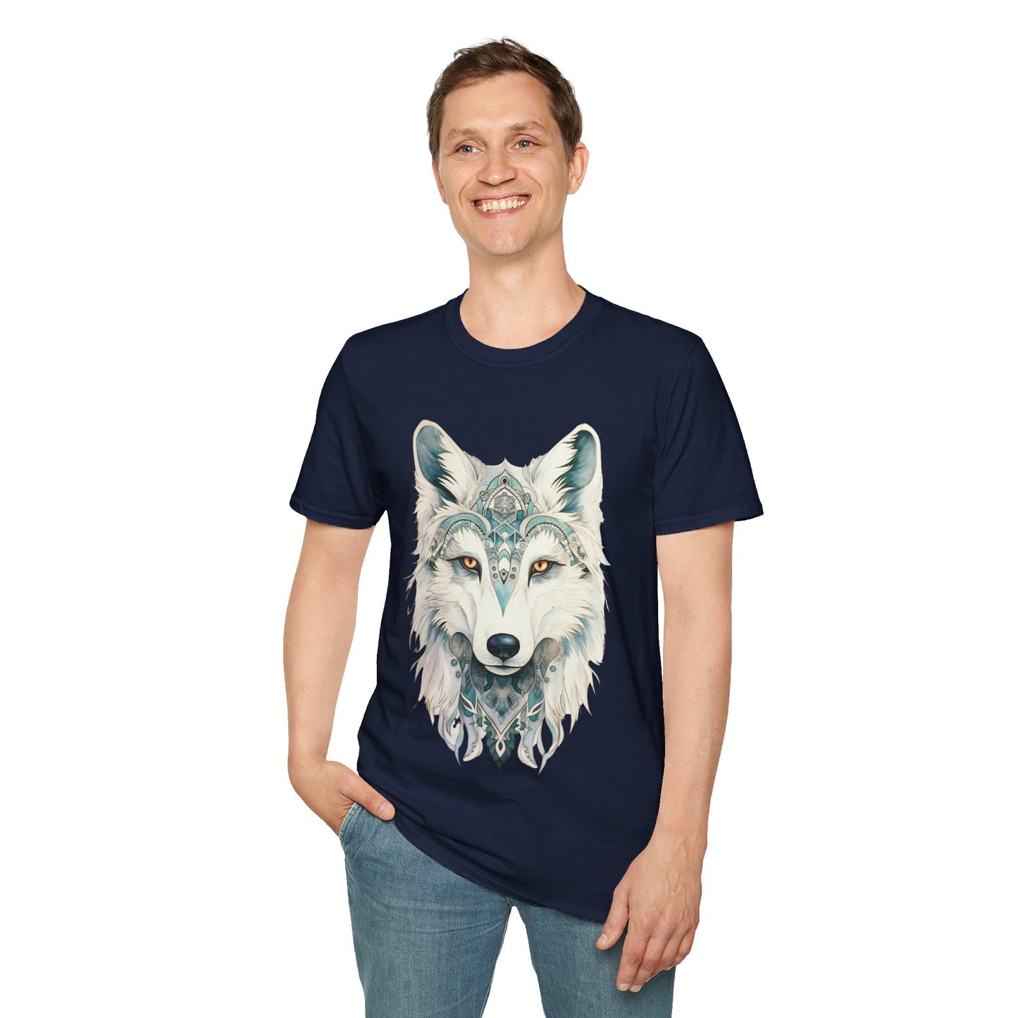 Snow Wolf, White Wolf Shirt, Lone Wolf Gift Unisex Tee Shirt, T-Shirt Wolf Totem Spirit Medicine Softstyle T-Shirt Tee Teeshirt