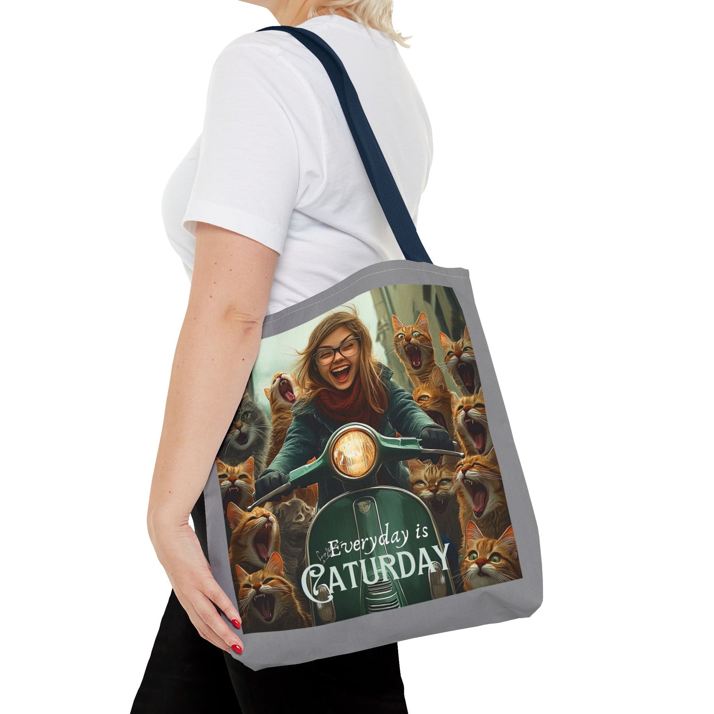"Every Day is Caturday" Childless Cat Lady Tote Bag - Childless Cat Lady Tote Bag (AOP)