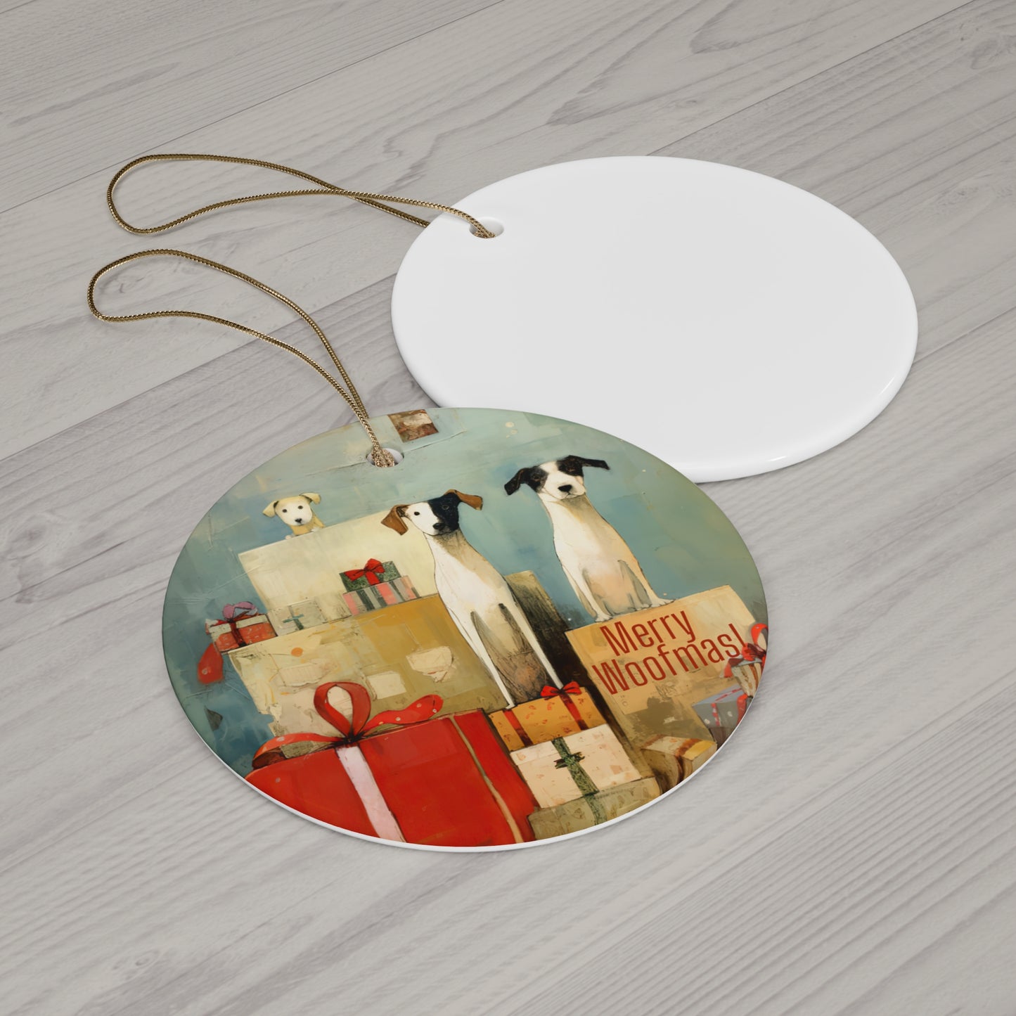 Merry Woofmas, Dog Lover, Dog Owner, Dog Kahu Keepsake Ornament, Ceramic Christmas Ornament,