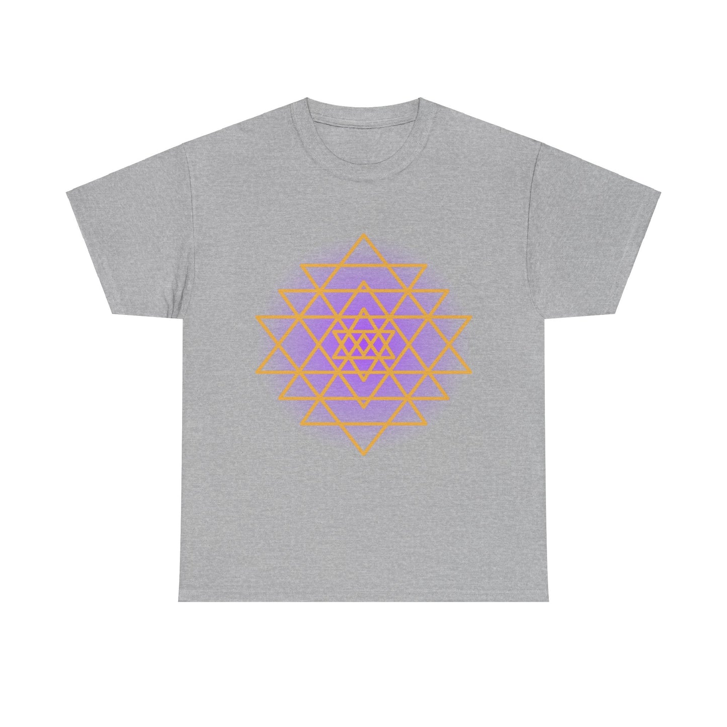 Sacred Geometry Sri Yantra, Purple Glow, Shree Yantra, Shri Chakra Nava Chakra Shirt - Graphic Tee - Yoga, Zen, Hindu Gifts Unisex Heavy Cotton Graphic Tee T-Shirt