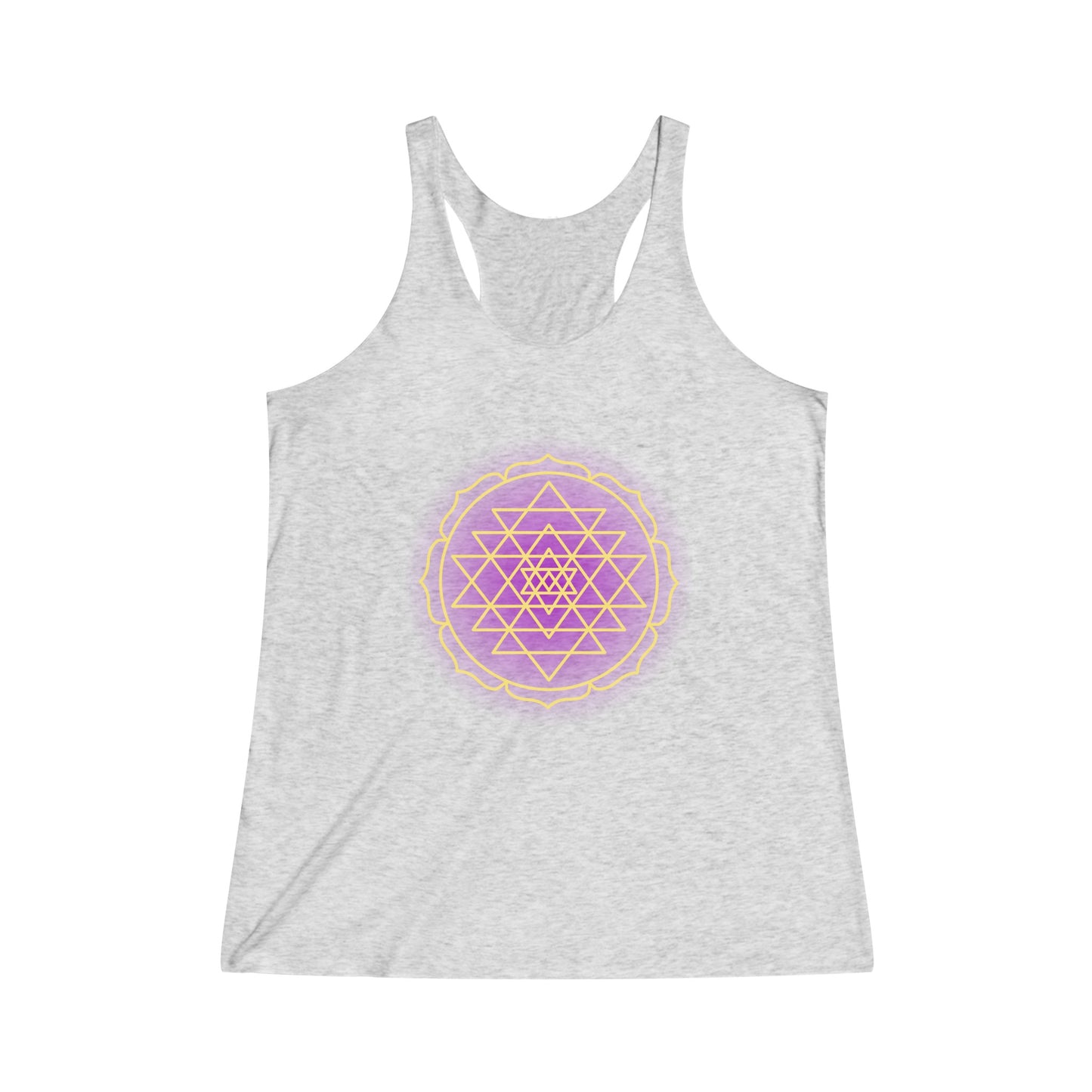 Sri Yantra, Purple Glow - Shree Yantra, Shri Chakra, Nava Chakra, Yoga Tank Tee, Women's Yoga Athletic Racerback Tank Top Shirt