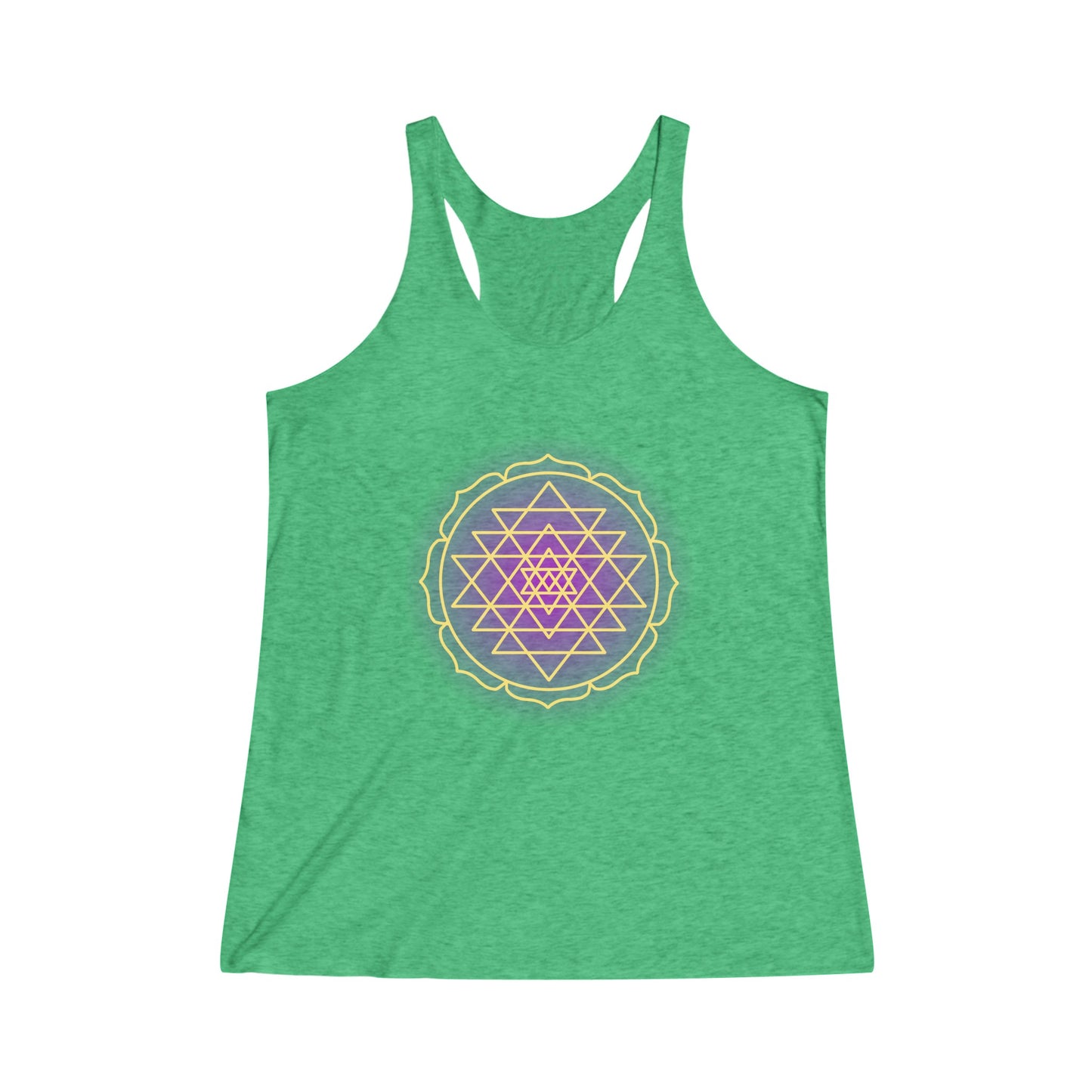 Sri Yantra, Purple Glow - Shree Yantra, Shri Chakra, Nava Chakra, Yoga Tank Tee, Women's Yoga Athletic Racerback Tank Top Shirt