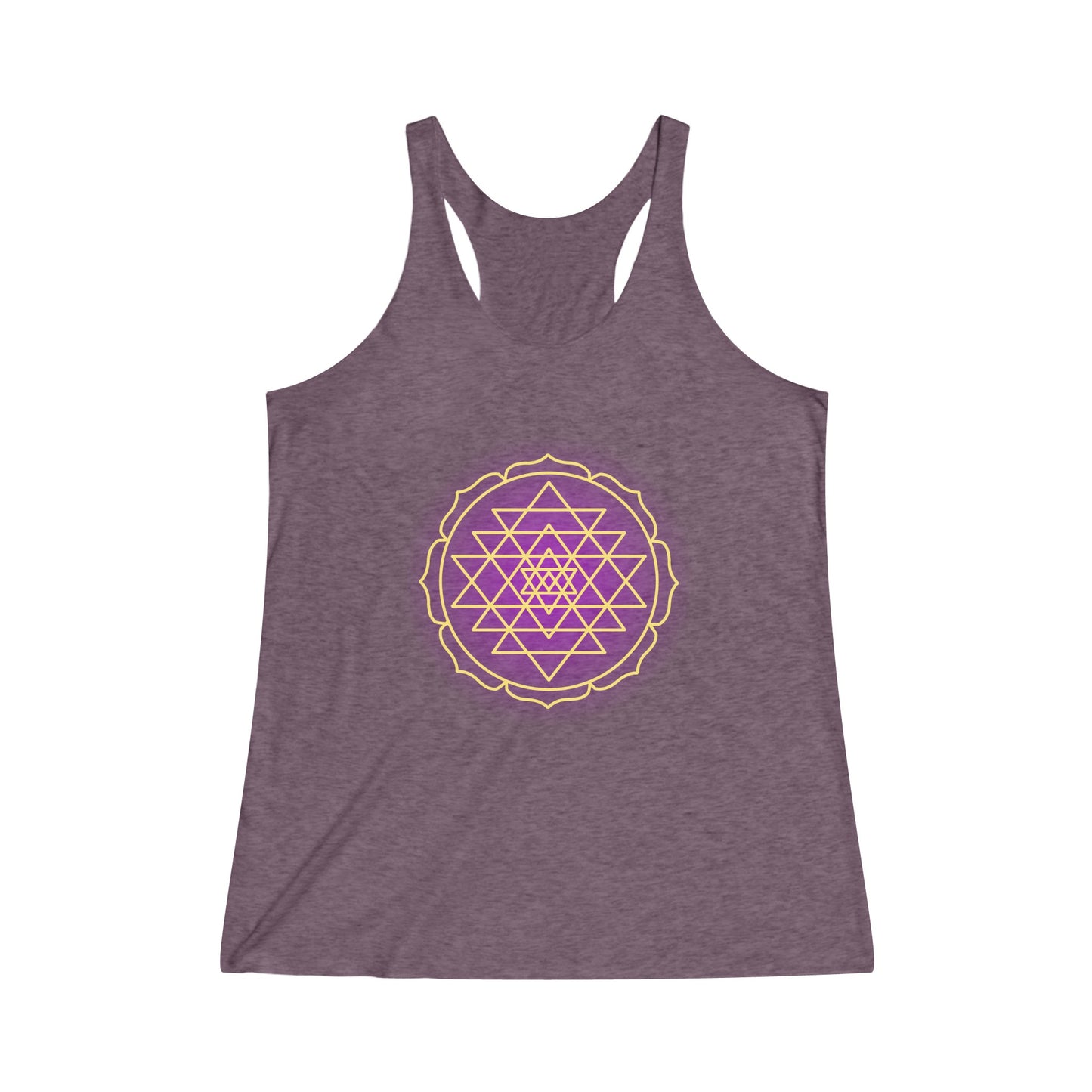 Sri Yantra, Purple Glow - Shree Yantra, Shri Chakra, Nava Chakra, Yoga Tank Tee, Women's Yoga Athletic Racerback Tank Top Shirt