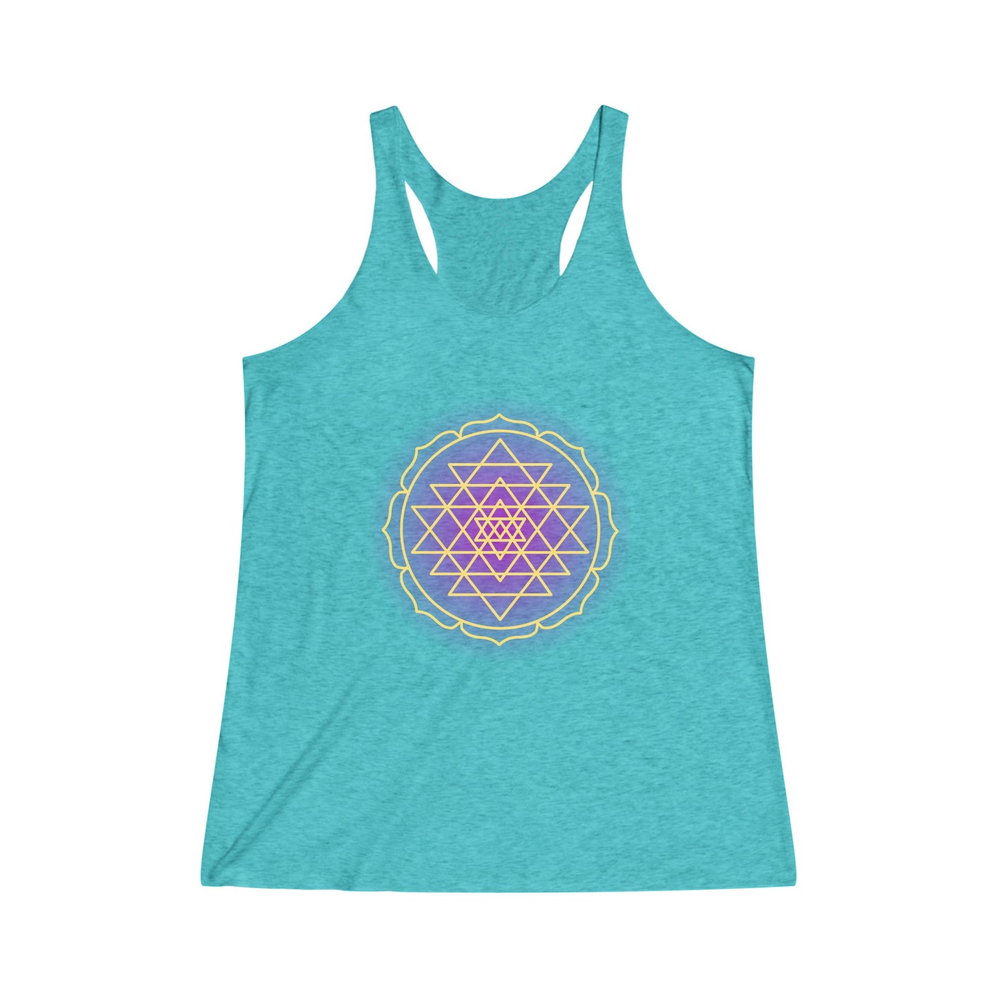 Sri Yantra, Purple Glow - Shree Yantra, Shri Chakra, Nava Chakra, Yoga Tank Tee, Women's Yoga Athletic Racerback Tank Top Shirt