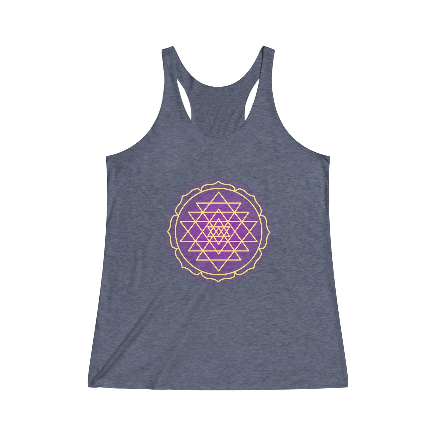 Sri Yantra, Purple Glow - Shree Yantra, Shri Chakra, Nava Chakra, Yoga Tank Tee, Women's Yoga Athletic Racerback Tank Top Shirt
