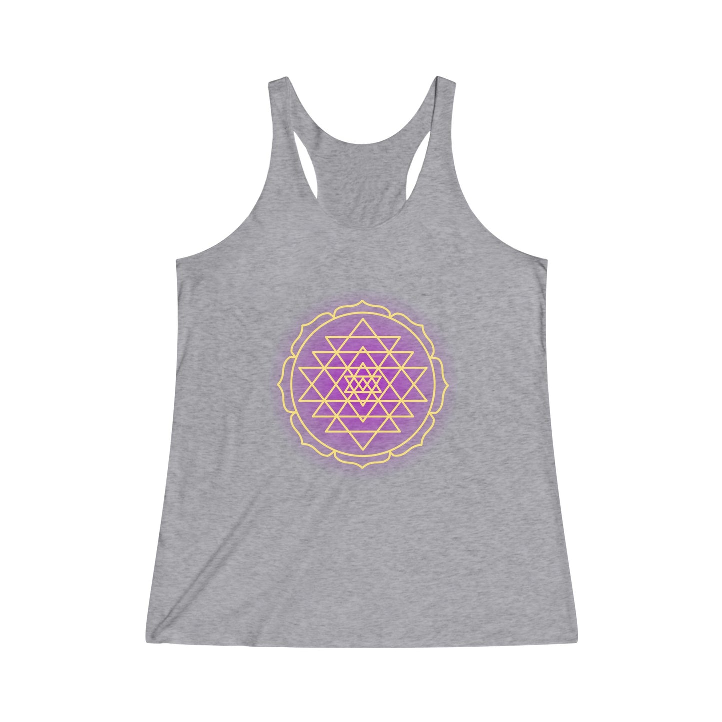 Sri Yantra, Purple Glow - Shree Yantra, Shri Chakra, Nava Chakra, Yoga Tank Tee, Women's Yoga Athletic Racerback Tank Top Shirt