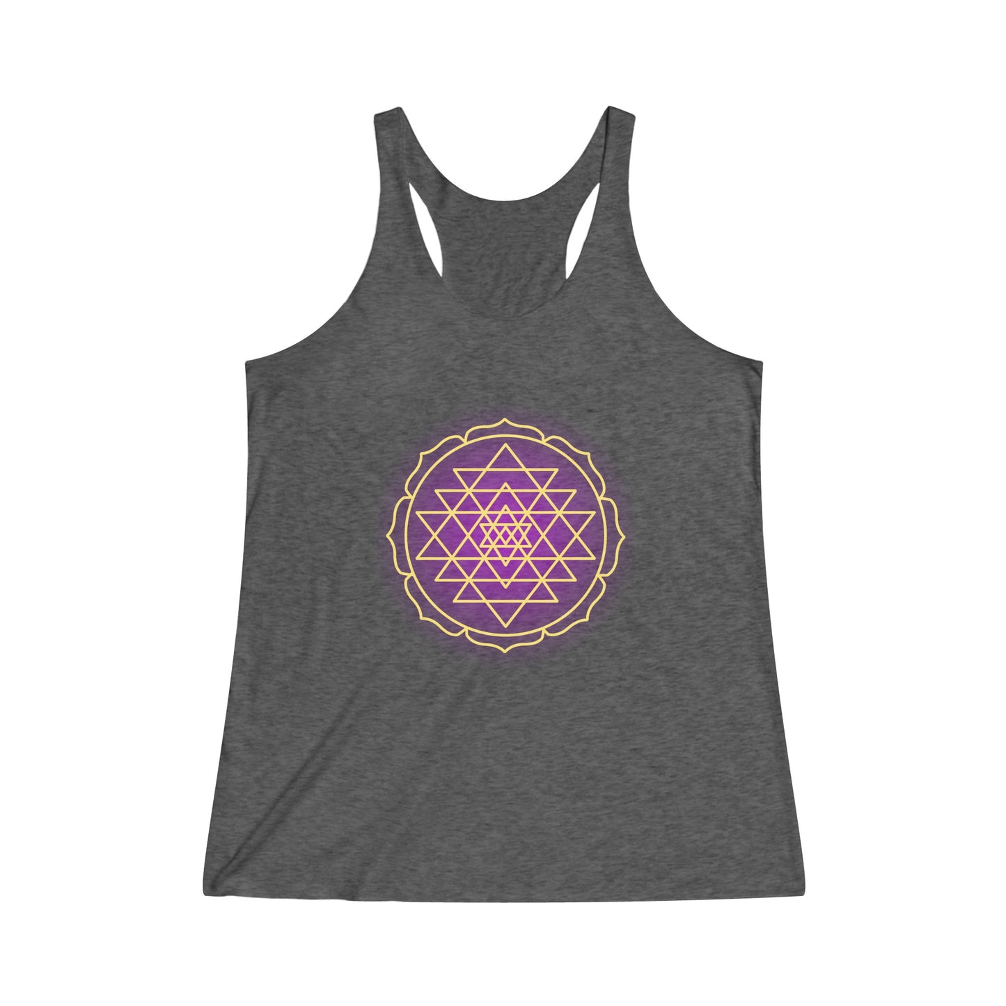Sri Yantra, Purple Glow - Shree Yantra, Shri Chakra, Nava Chakra, Yoga Tank Tee, Women's Yoga Athletic Racerback Tank Top Shirt