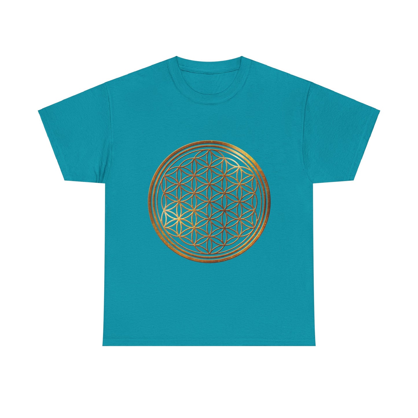 Flower of Life Sacred Geometry, (with shadow/highlight) Graphic Tee - Yoga, Zen, Hindu Gifts Heavy Cotton Graphic Tee T-Shirt