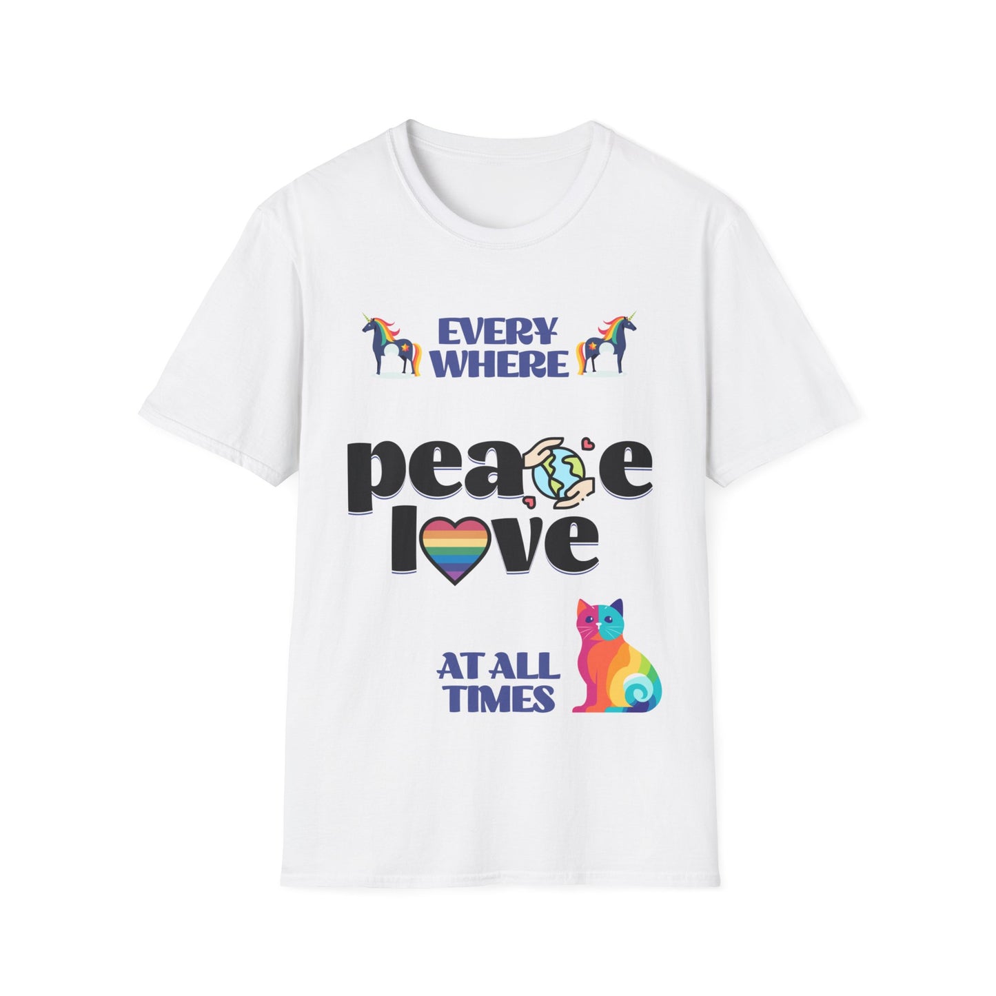 Peace, Love, Everywhere, All The Time Unisex LGBTQ shirt, T-shirt, Tee Shirt, Peace gift, Queer Gift, multiple colors