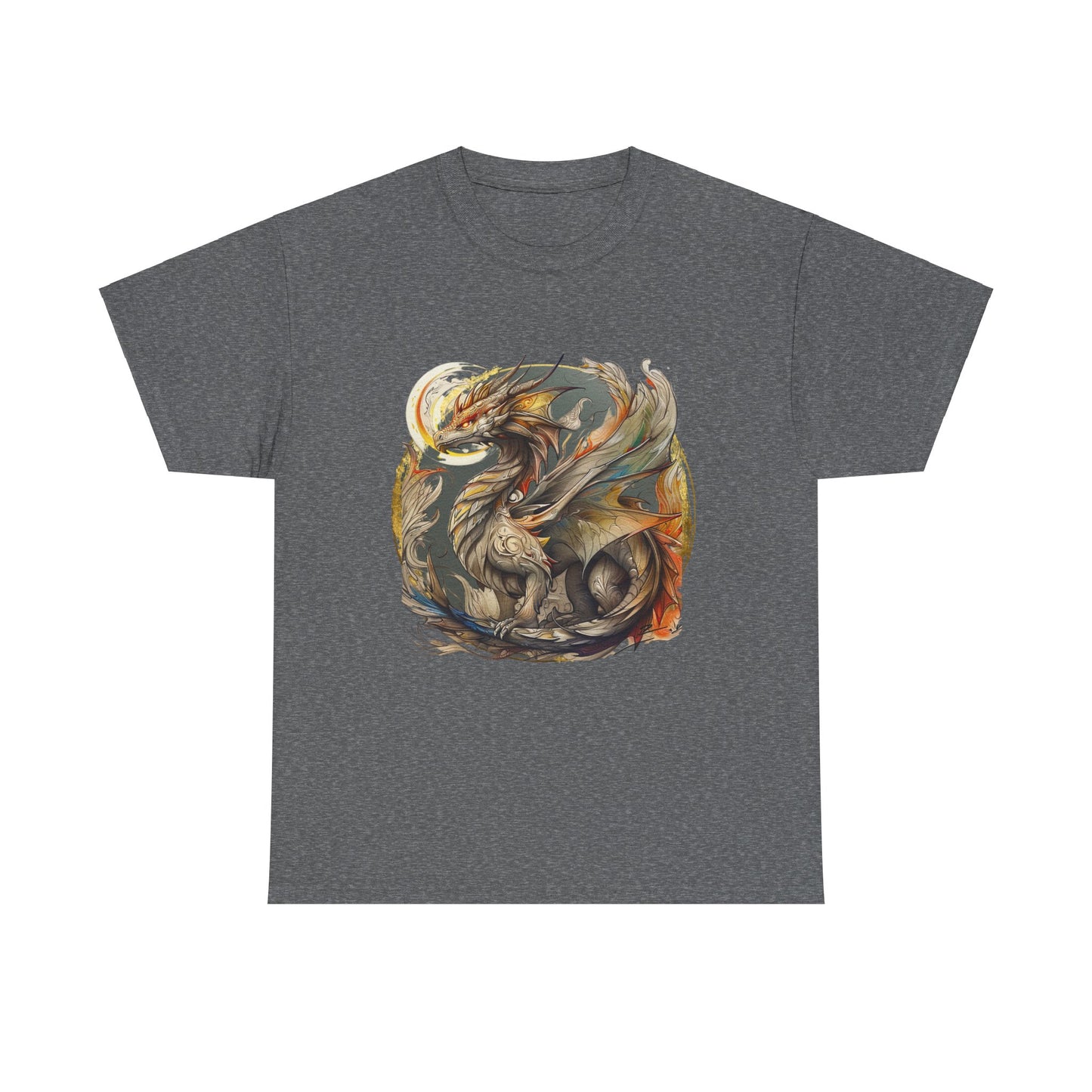 Flying Dragon Graphic Tee - Dragons and Ancestors - Dragon Lovers Unisex Heavy Cotton Tee T-Shirt