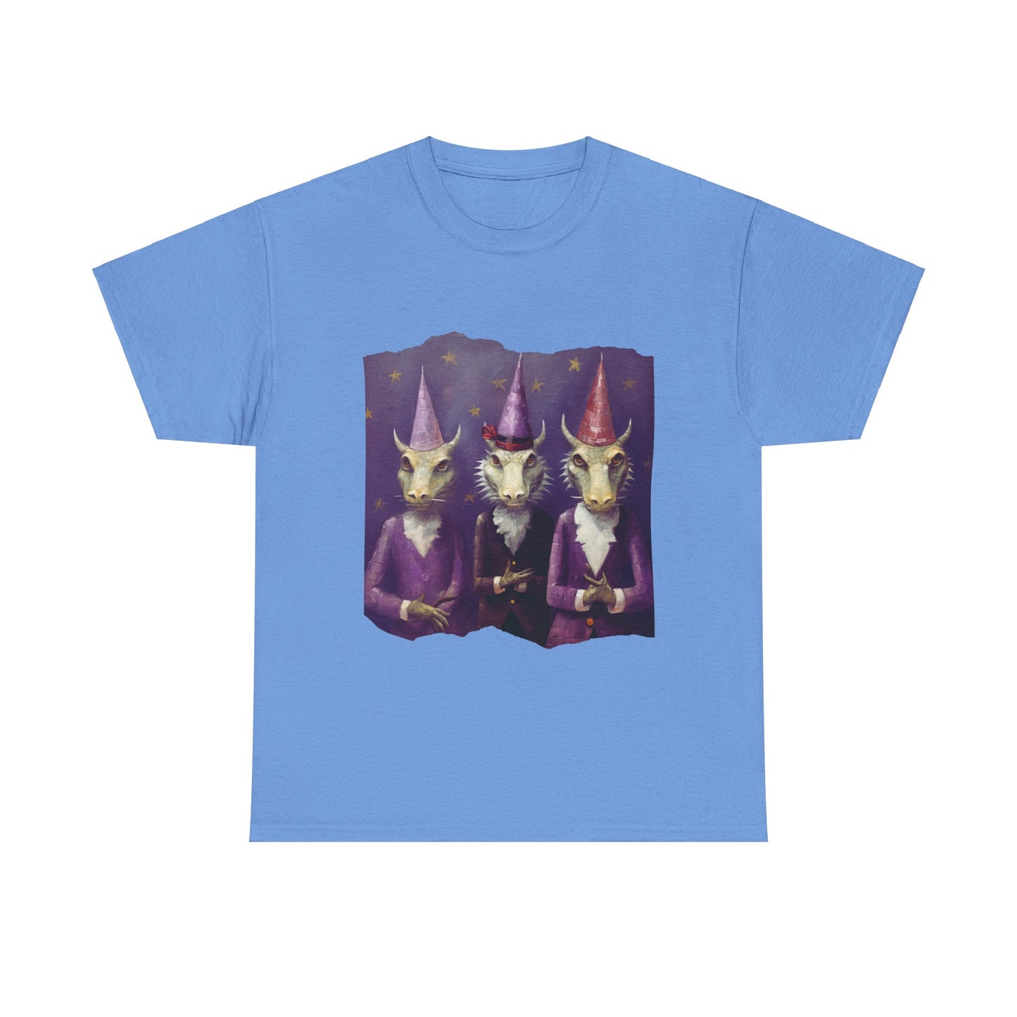 Dragon Elves Graphic Tee - Dragon in Santa Hat T-shirt - Dragon Lovers Unisex Heavy Cotton Tee T-Shirt
