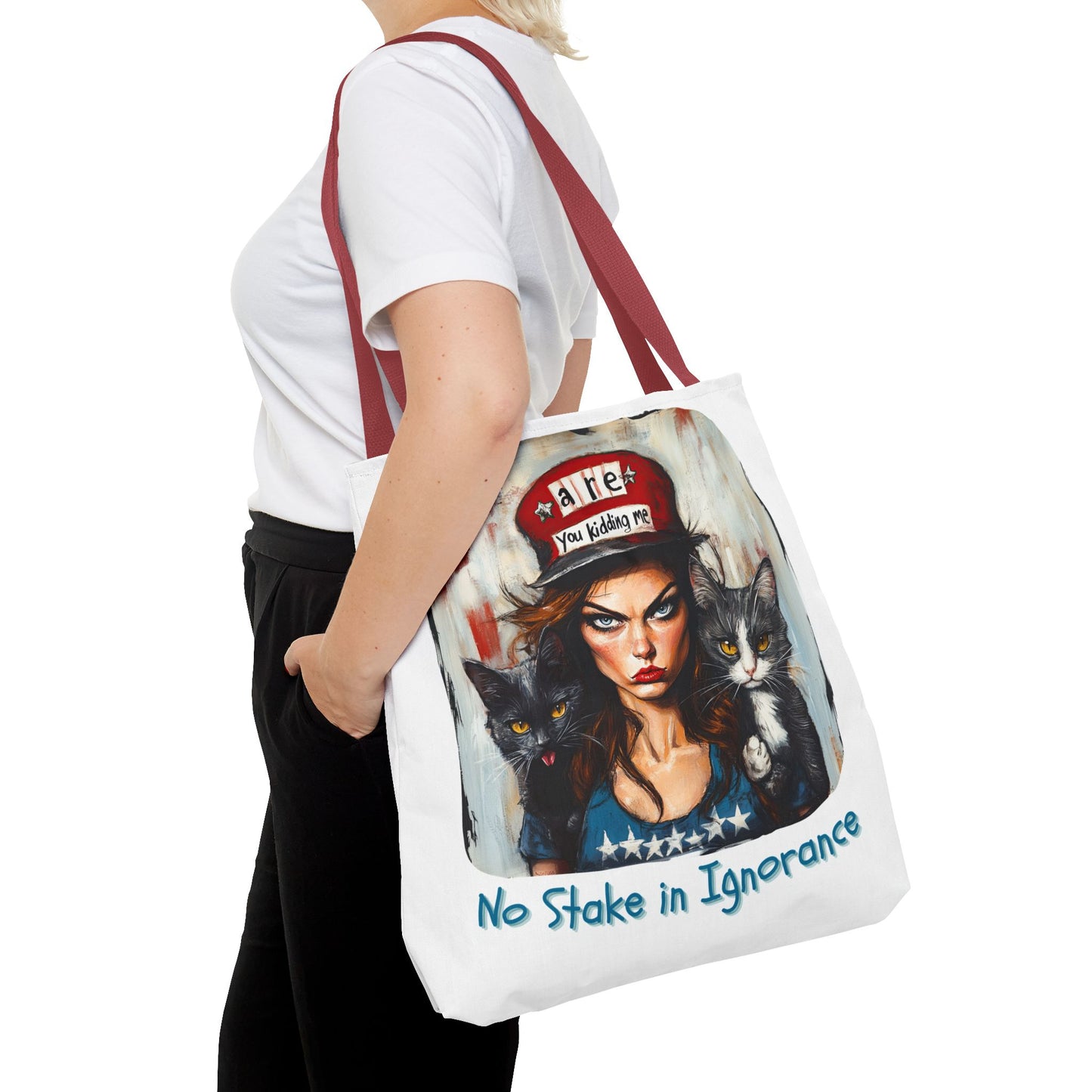 "No Stake In Ignorance" Childless Cat Lady - Childless Cat Lady Tote Bag (AOP)