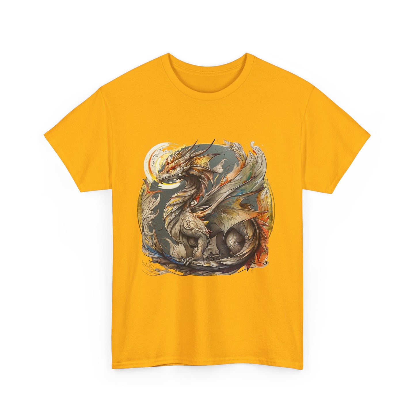 Flying Dragon Graphic Tee - Dragons and Ancestors - Dragon Lovers Unisex Heavy Cotton Tee T-Shirt