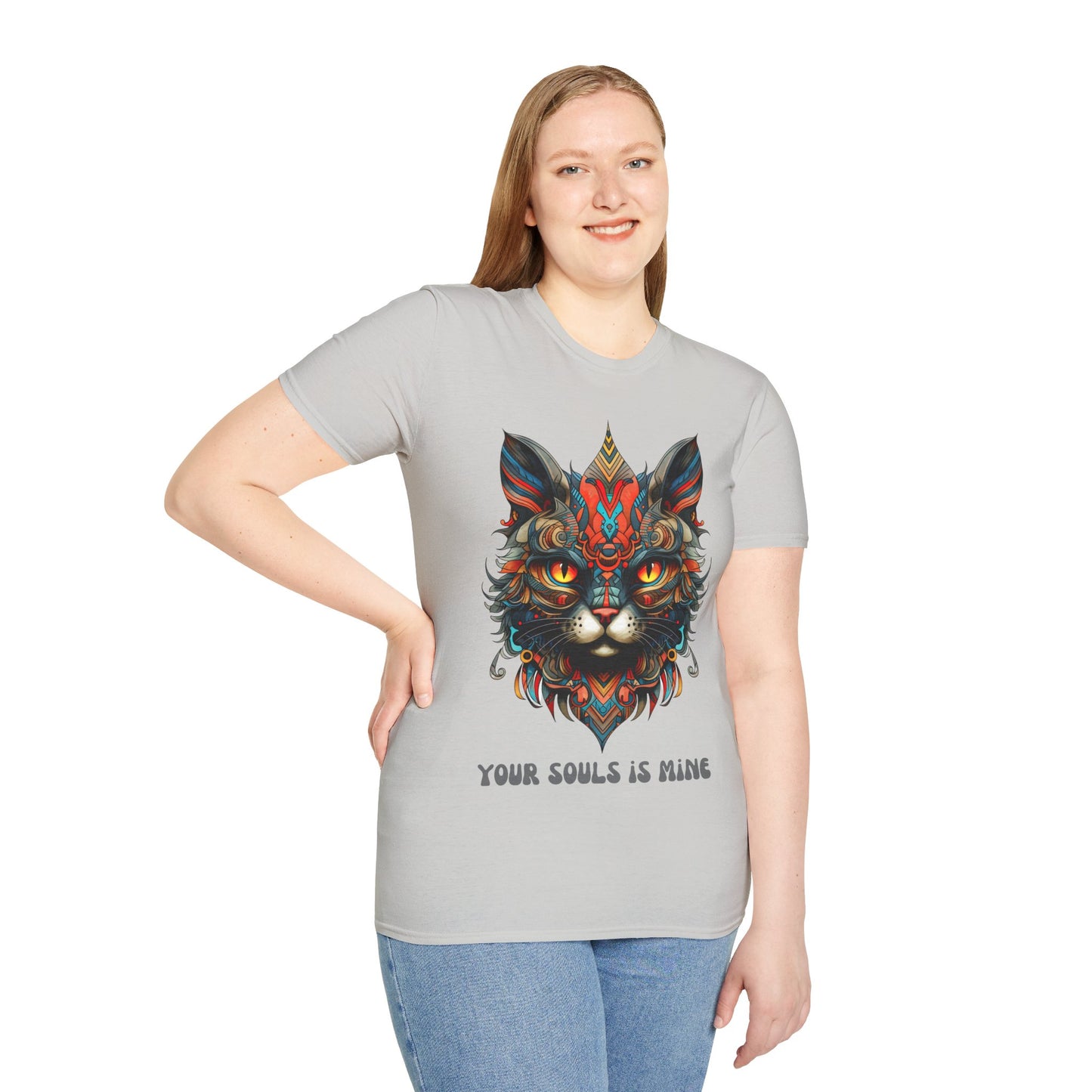 Your Soul is Mine Cat Lover's Unisex Tee Shirt, T-Shirt Cat Lovers Gift Softstyle T-Shirt Tee Teeshirt Stylized Exotic Cat