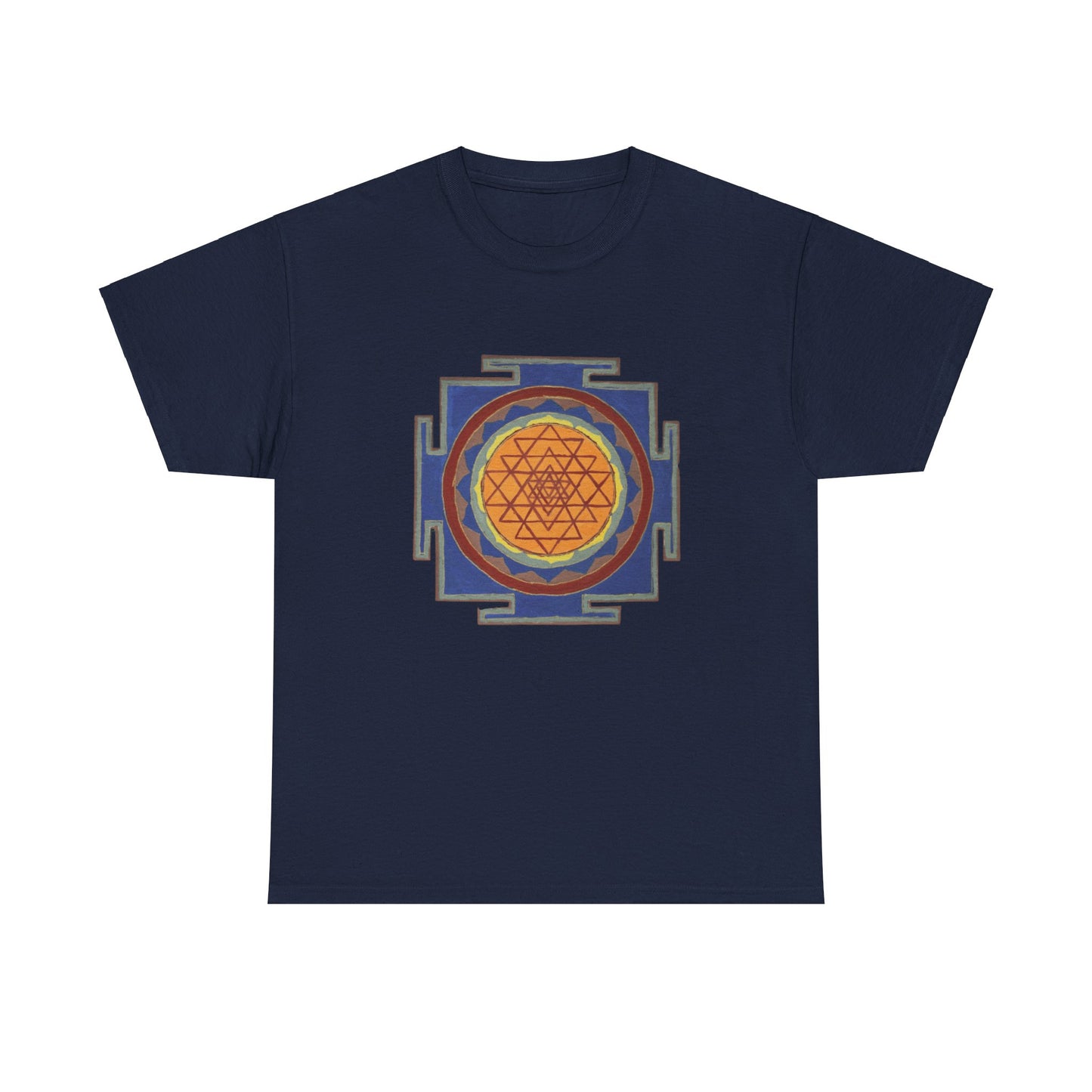 Antique Style Sacred Geometry, Sri Yantra Graphic Tee - Yoga, Zen, Meditation Gifts Heavy Cotton Graphic Tee T-Shirt