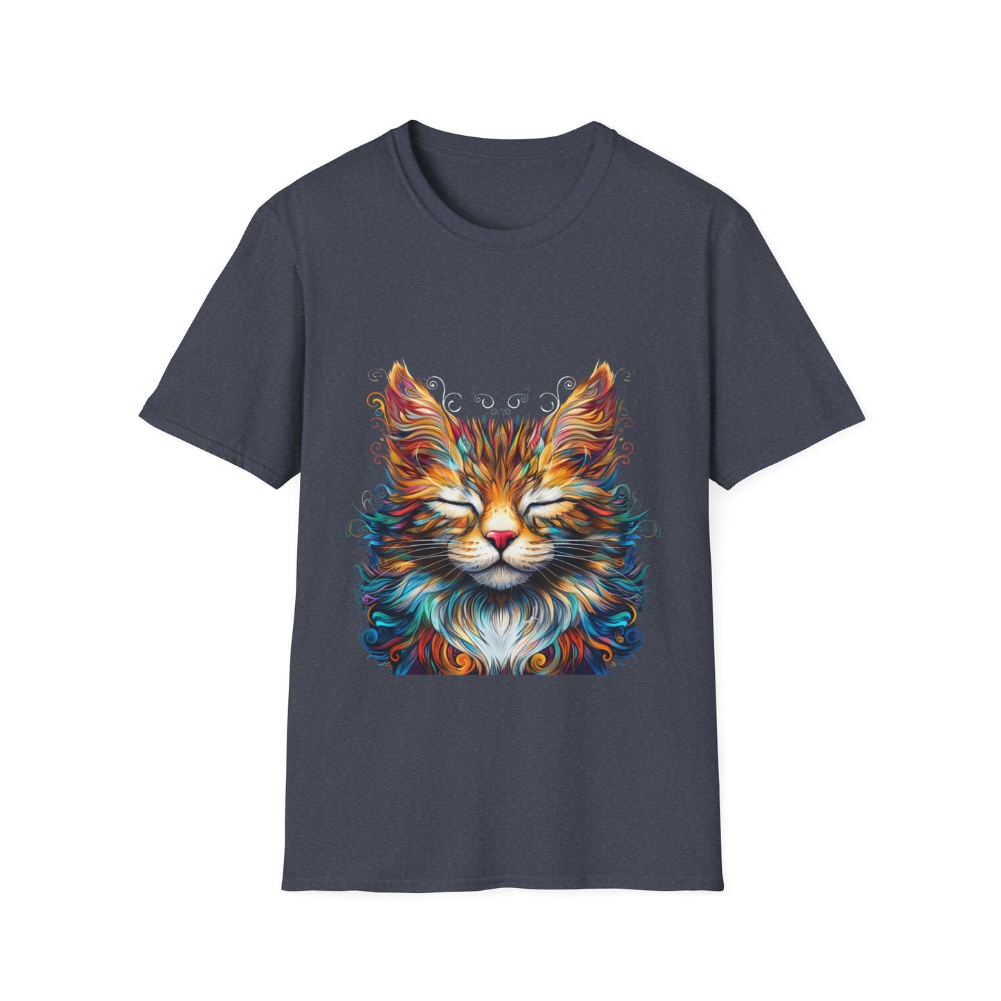 Chill Vibe Meditating Cat Shirt, Cat Lover's Graphic Tee Graphic Unisex T- Shirt, T-Shirt Cat Lovers Gift Softstyle T-Shirt Tee Teeshirt Stylized Cat