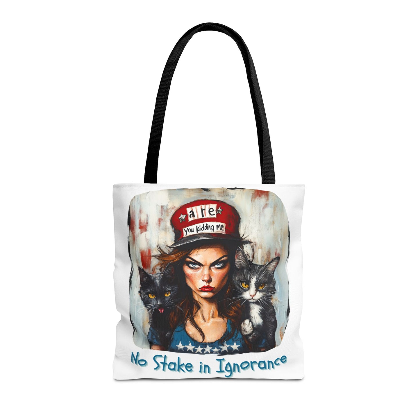 "No Stake In Ignorance" Childless Cat Lady - Childless Cat Lady Tote Bag (AOP)