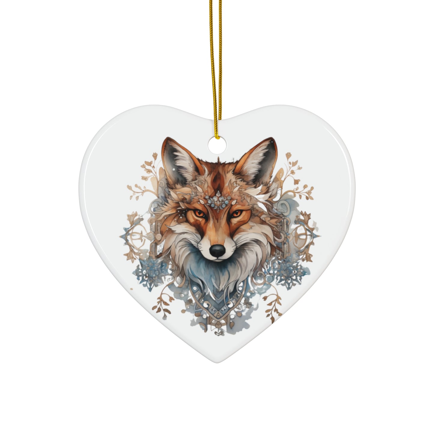 Red Fox, Holiday Fox- Christmas Fox Ceramic Christmas Ornament - Magical Fox, Spirit Medicine Ornament Gift - 4 Shapes