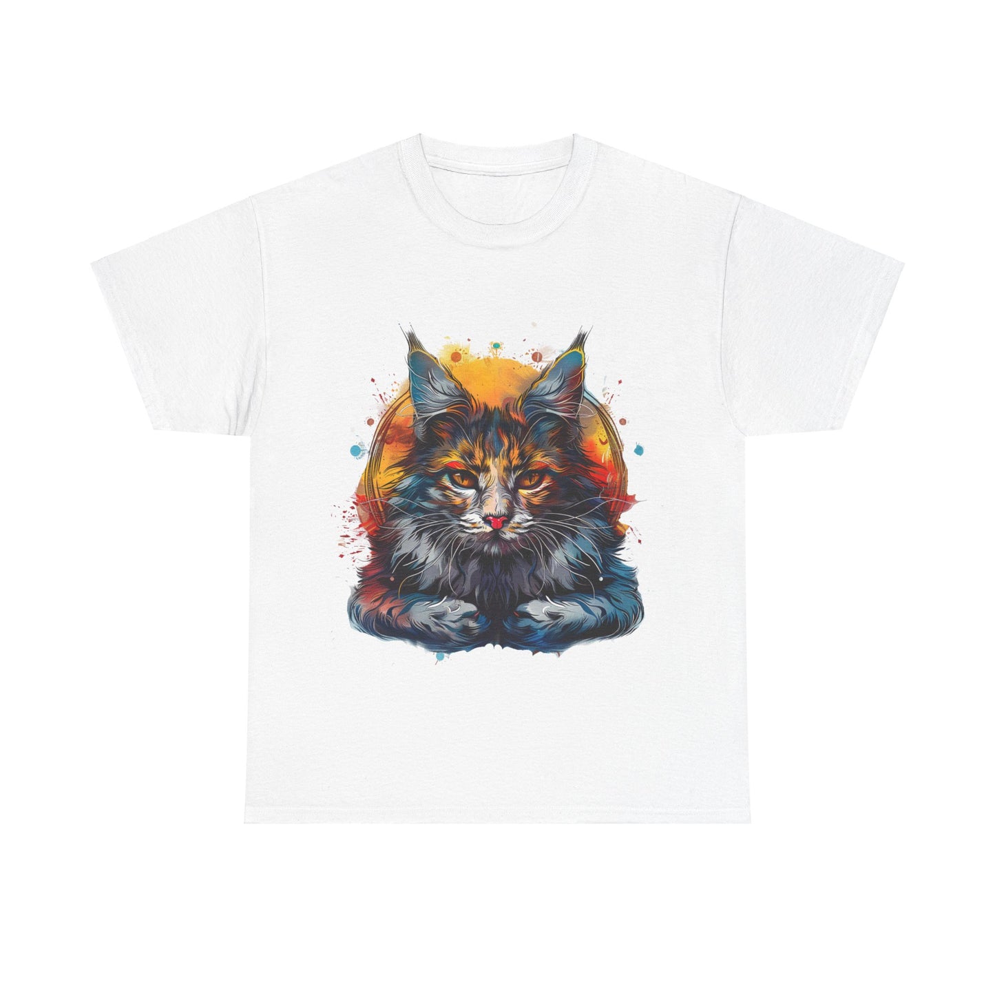Meditating Cat, (V2) Zen Cat, Cat Gift Unisex Heavy Cotton Tee T-Shirt