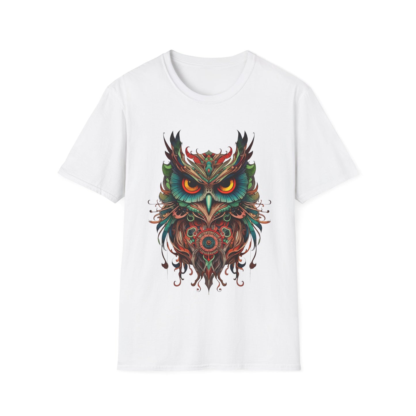 Jeweled Tone Owl, Owl Shirt, Barn Steampunk Owl Unisex Tee Shirt, T-Shirt Softstyle T-Shirt Tee Teeshirt