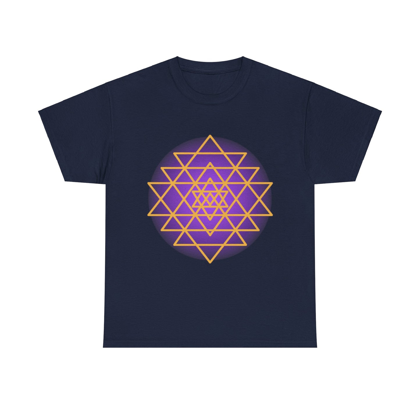 Sacred Geometry Sri Yantra, Purple Glow, Shree Yantra, Shri Chakra Nava Chakra Shirt - Graphic Tee - Yoga, Zen, Hindu Gifts Unisex Heavy Cotton Graphic Tee T-Shirt
