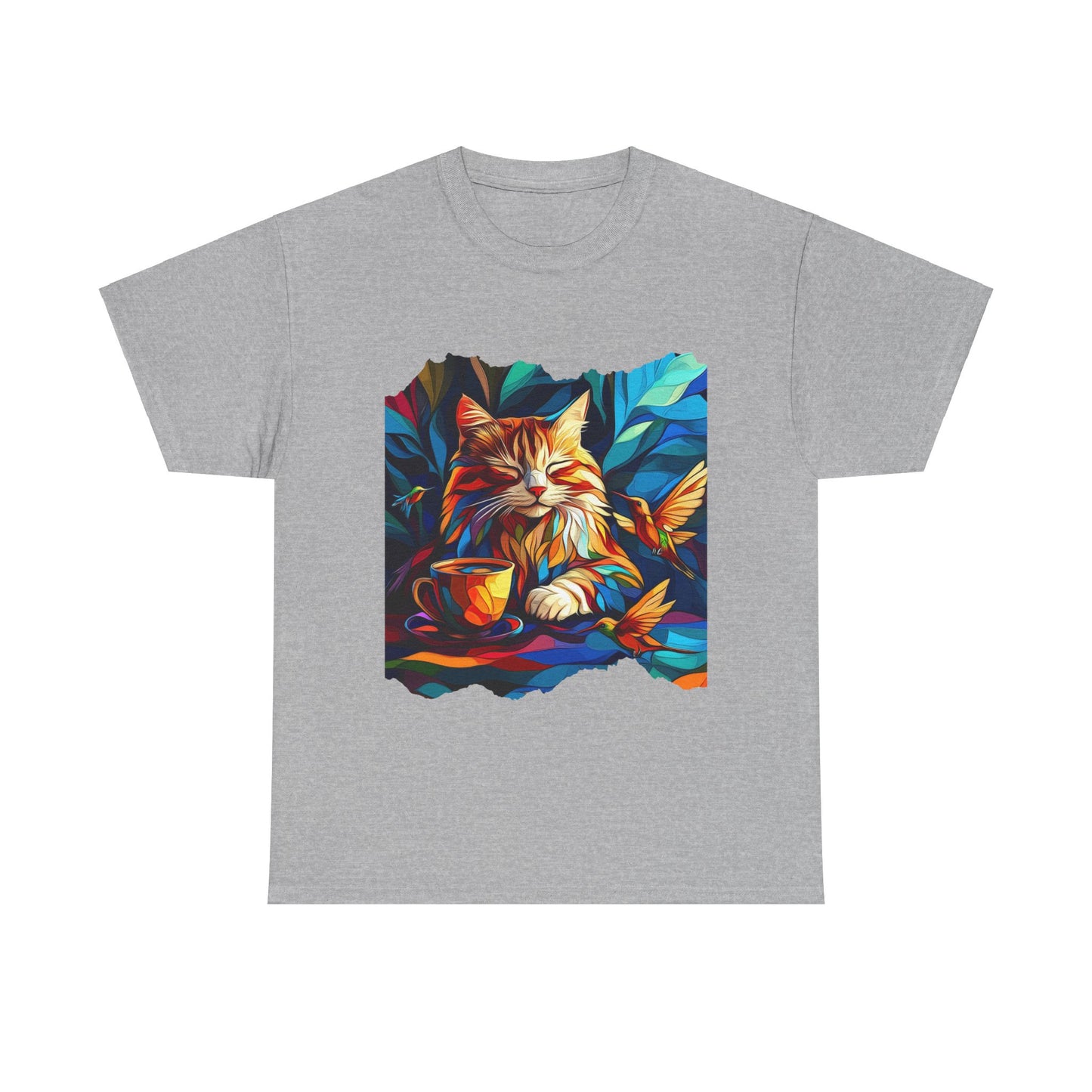 Coffee Cat - (V4) Cats and Coffee , Tea Shirt - T-shirt Coffee Lover - Cat Lover Unisex Heavy Cotton Tee T-Shirt
