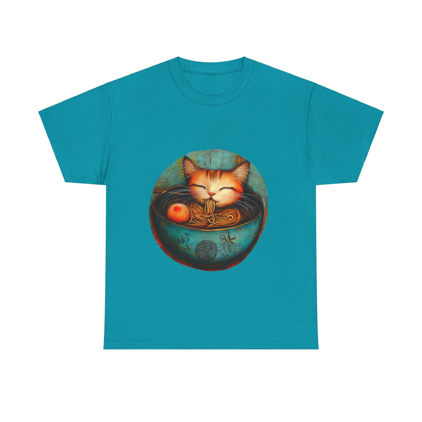 Ramen Cat (Ver 5), Cats and Ramen, Ramen Art Gift - Cute Cats Unisex Heavy Cotton Tee T-Shirt