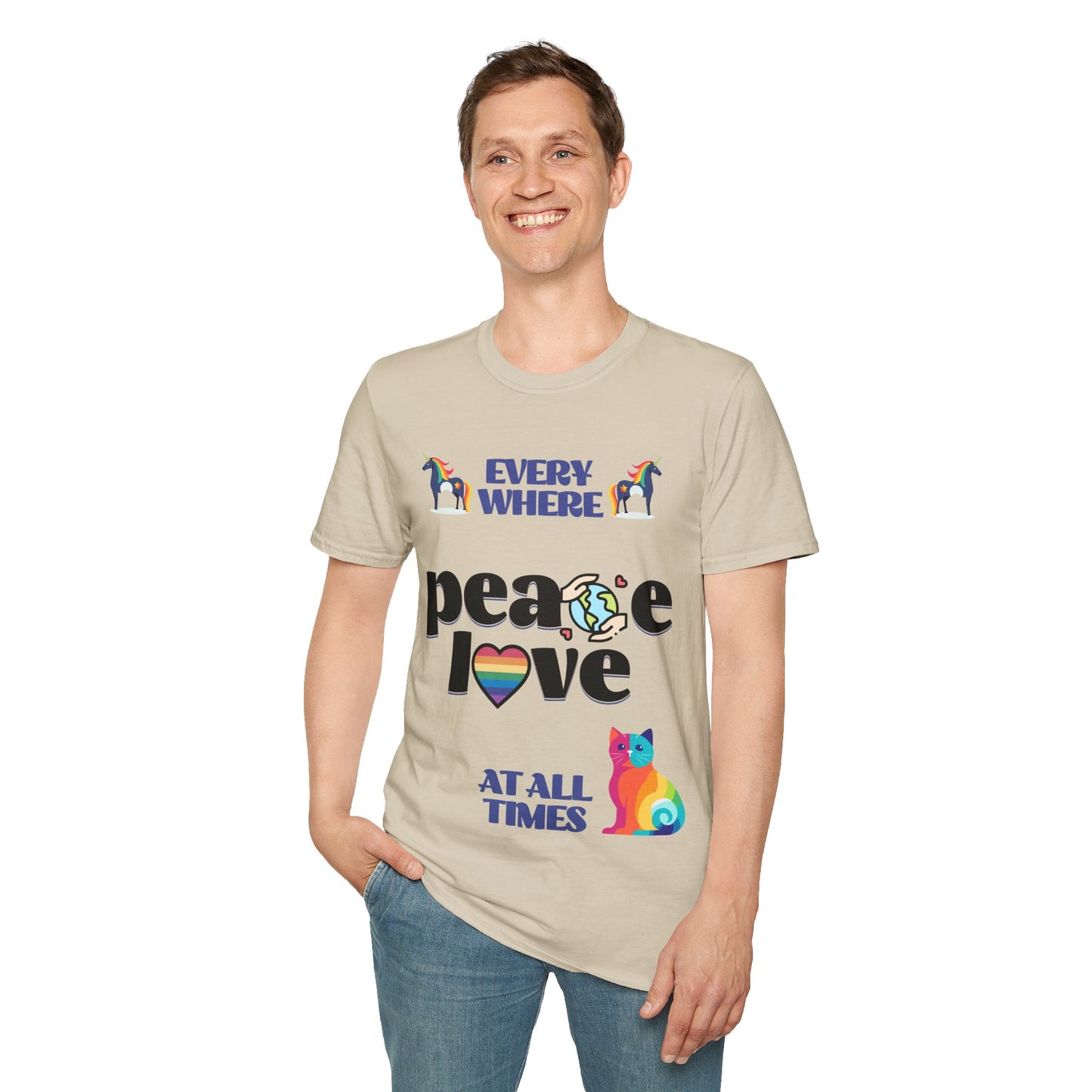 Peace, Love, Everywhere, All The Time Unisex LGBTQ shirt, T-shirt, Tee Shirt, Peace gift, Queer Gift, multiple colors