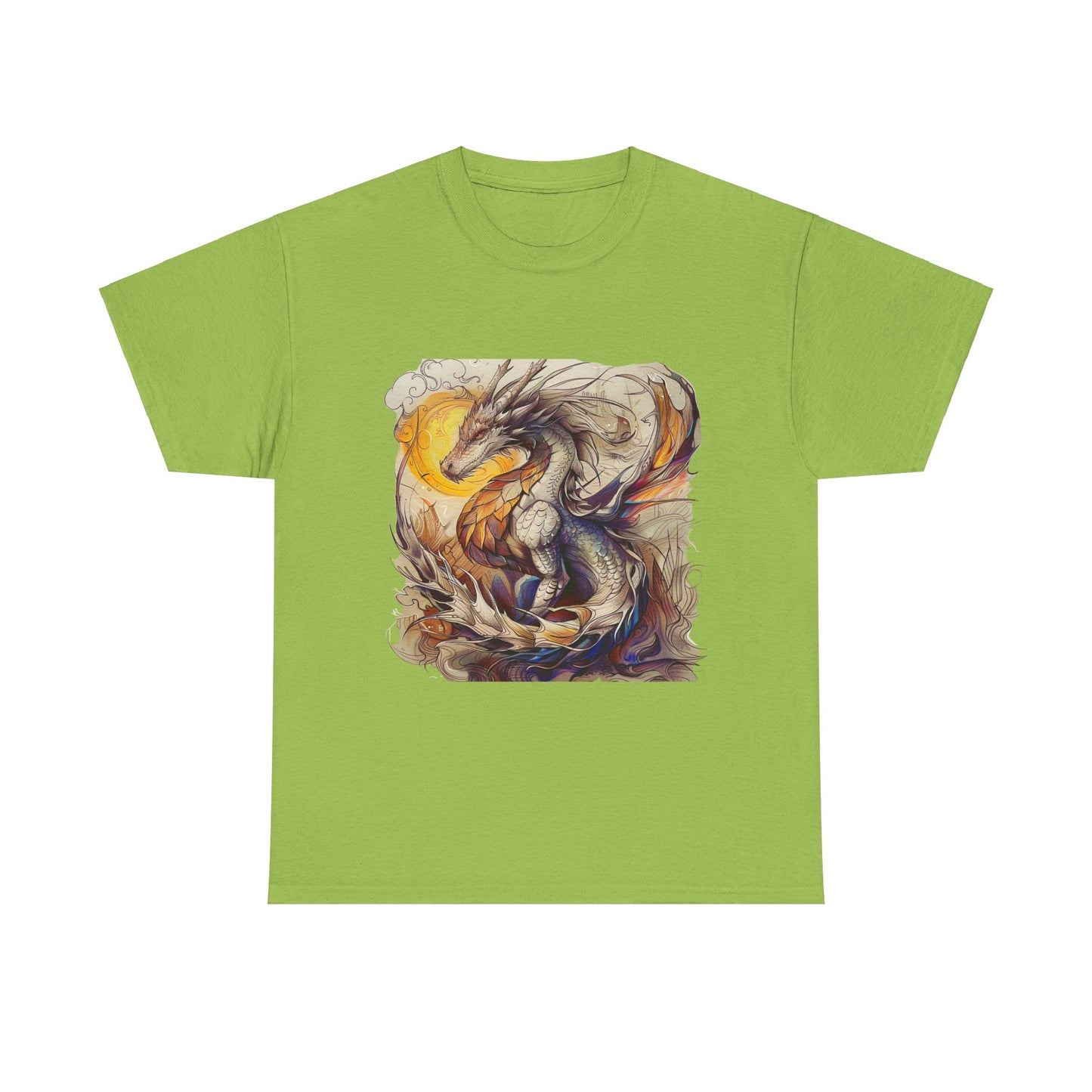 White Light Dragon Graphic Tee - Dragon T-shirt - Dragon Lovers Unisex Heavy Cotton Tee T-Shirt