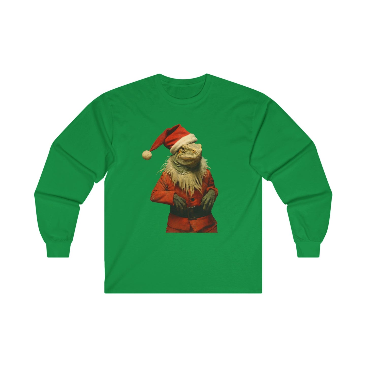Iguana Christmas - Reptile Dragon in Christmas Santa Suit, Long Sleeve T-shirt Ultra Cotton Long Sleeve Tee t Gift Holiday Fun