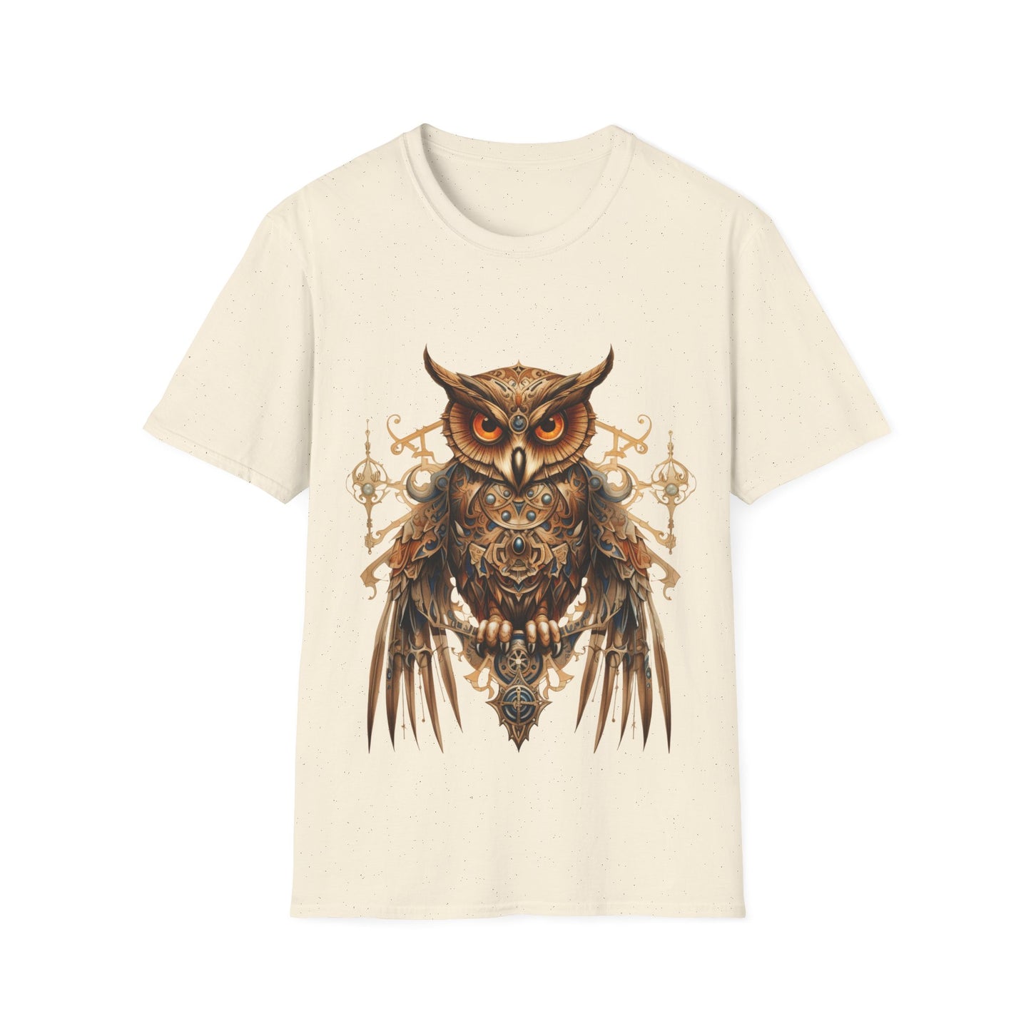 Steampunk Art Deco Style Owl II, Golden Owl Shirt, 1920's Owl Gift Unisex Tee Shirt, T-Shirt Softstyle T-Shirt Tee Teeshirt