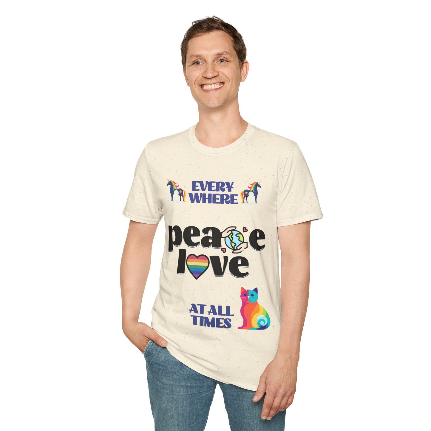 Peace, Love, Everywhere, All The Time Unisex LGBTQ shirt, T-shirt, Tee Shirt, Peace gift, Queer Gift, multiple colors