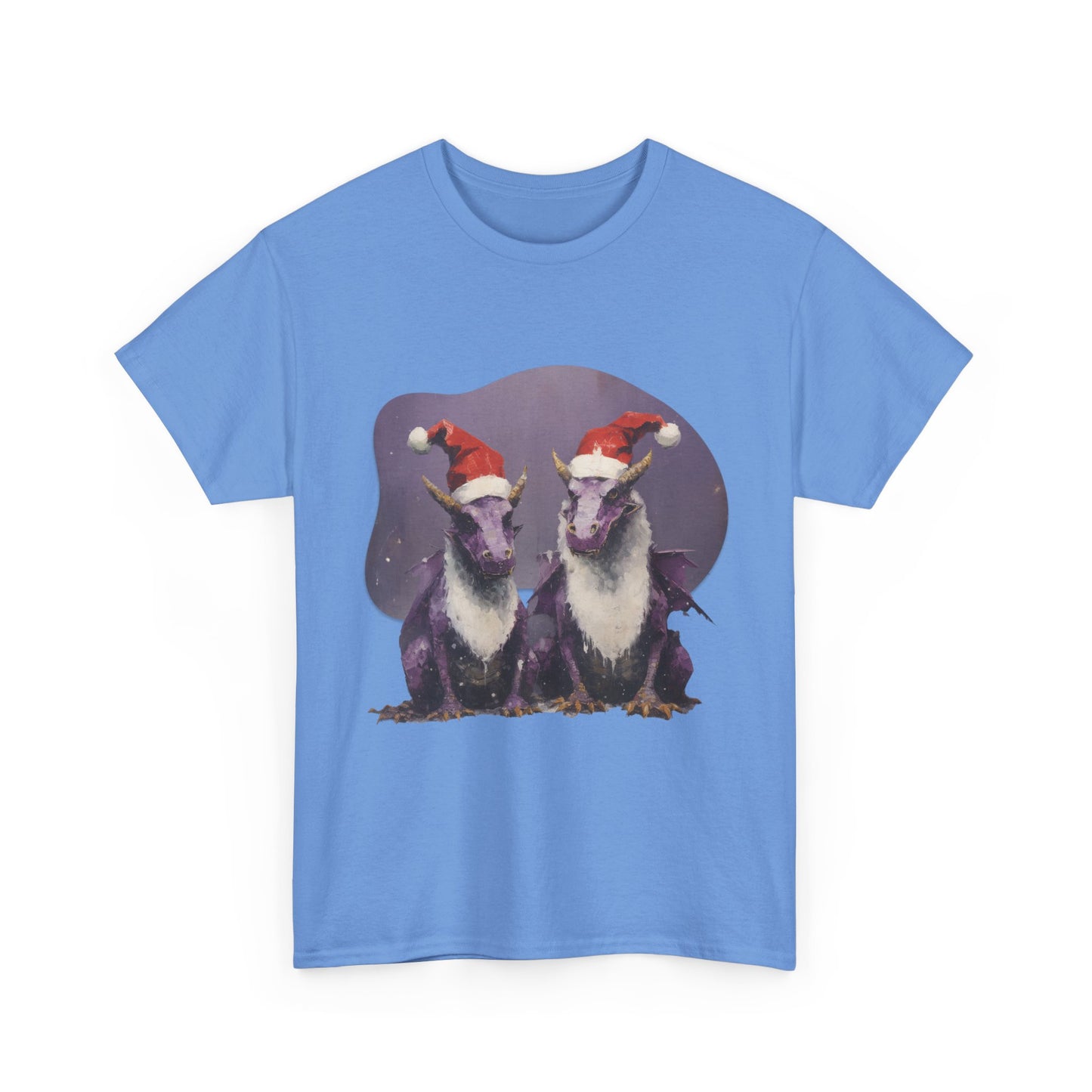 Holiday Dragon Graphic Tee - Dragon in Santa Hat T-shirt - Dragon Lovers Unisex Heavy Cotton Tee T-Shirt