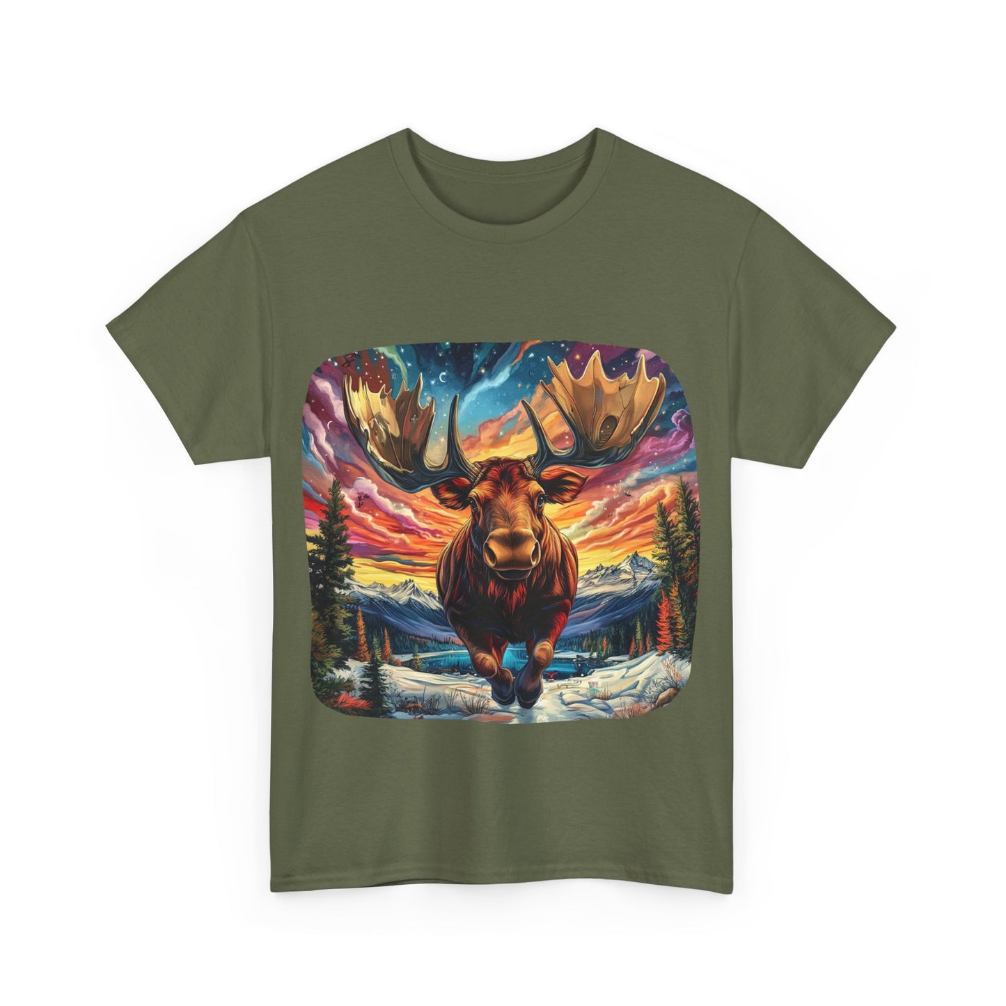 Romping Moose - Vermont, Yukon, BC Moose - Moose Lover Unisex Heavy Cotton Tee T-Shirt