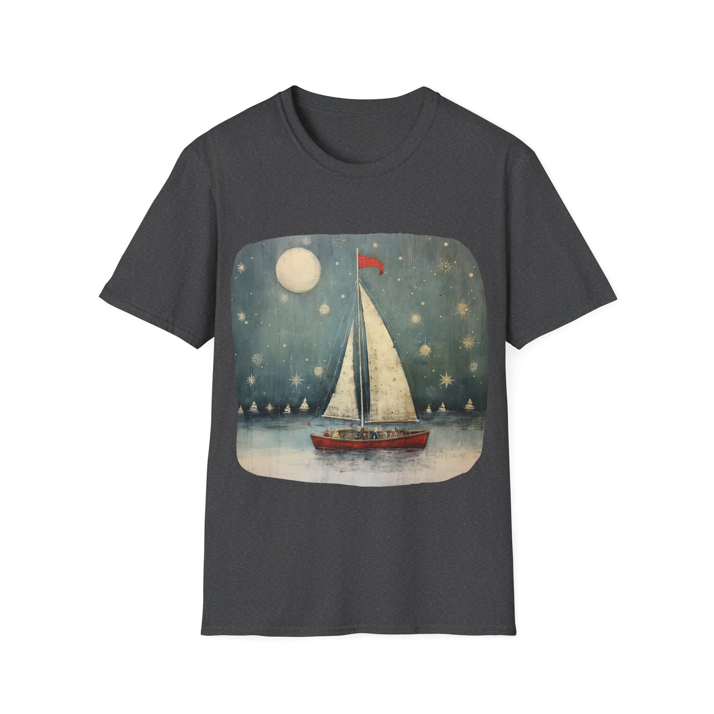 Christmas Nautical, Sailing Lover's Christmas Gift Unisex Tee Shirt, T-Shirt Sailing Gift Softstyle T-Shirt Tee Teeshirt Nautical Florida