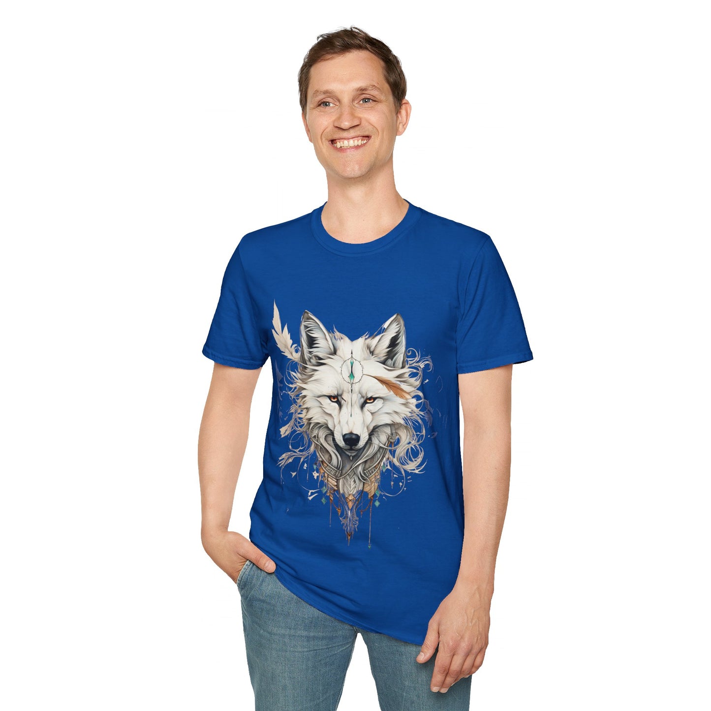 White Snow Fox Shirt, Fox Lover's Gift, Unisex Tee Shirt, T-Shirt Fox Totem Spirit Medicine Softstyle T-Shirt Tee Teeshirt White Fox