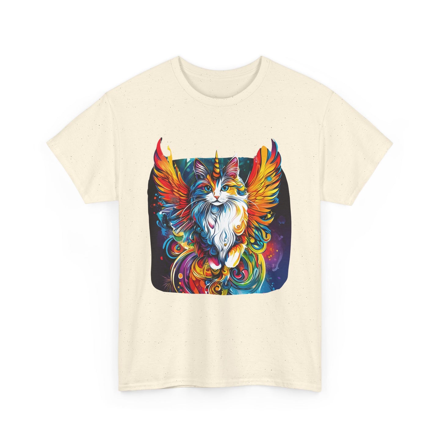 Golden Wings Angel CatUnicorn, Cat Memorial Unicorn Cat with Angel Wings Graphic Tee- Cat Gift Unisex Heavy Cotton Tee T-Shirt
