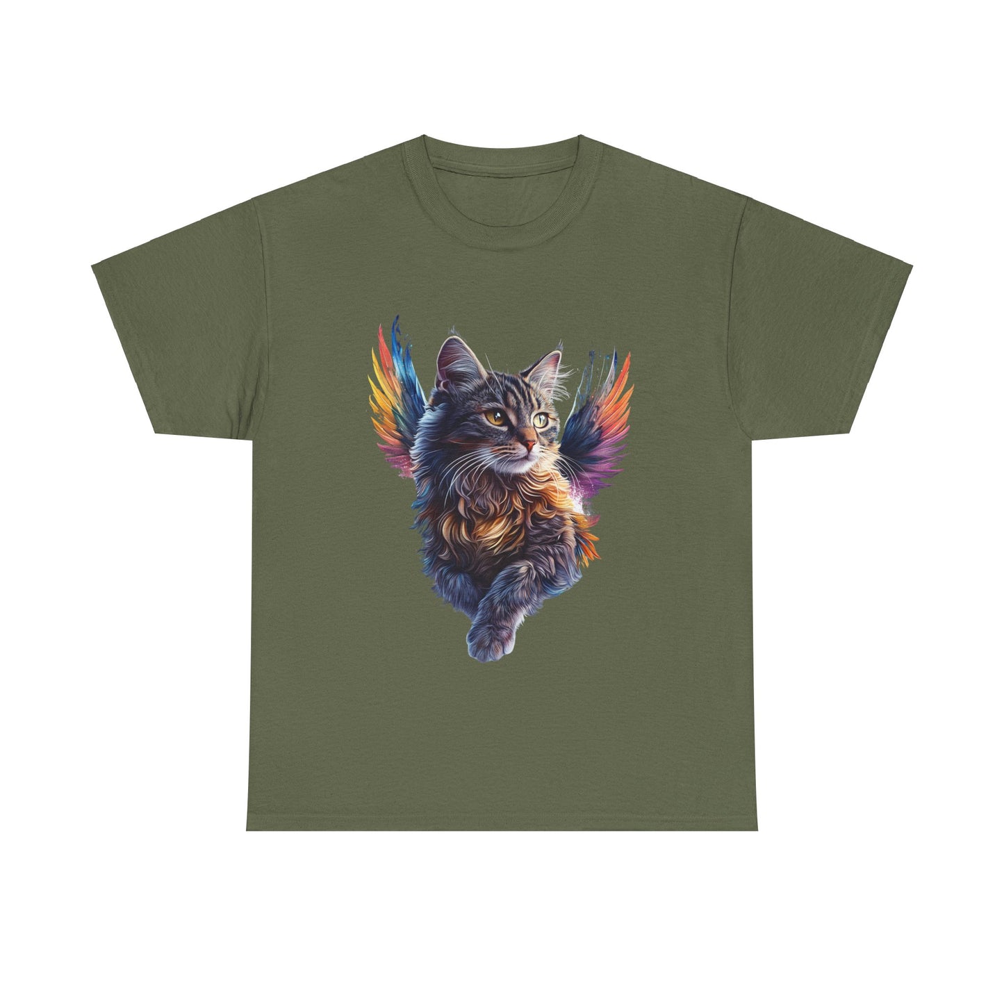 Angel Cat, Cat Memorial Cat with Angel Wings Graphic Tee- Cat Gift Unisex Heavy Cotton Tee T-Shirt