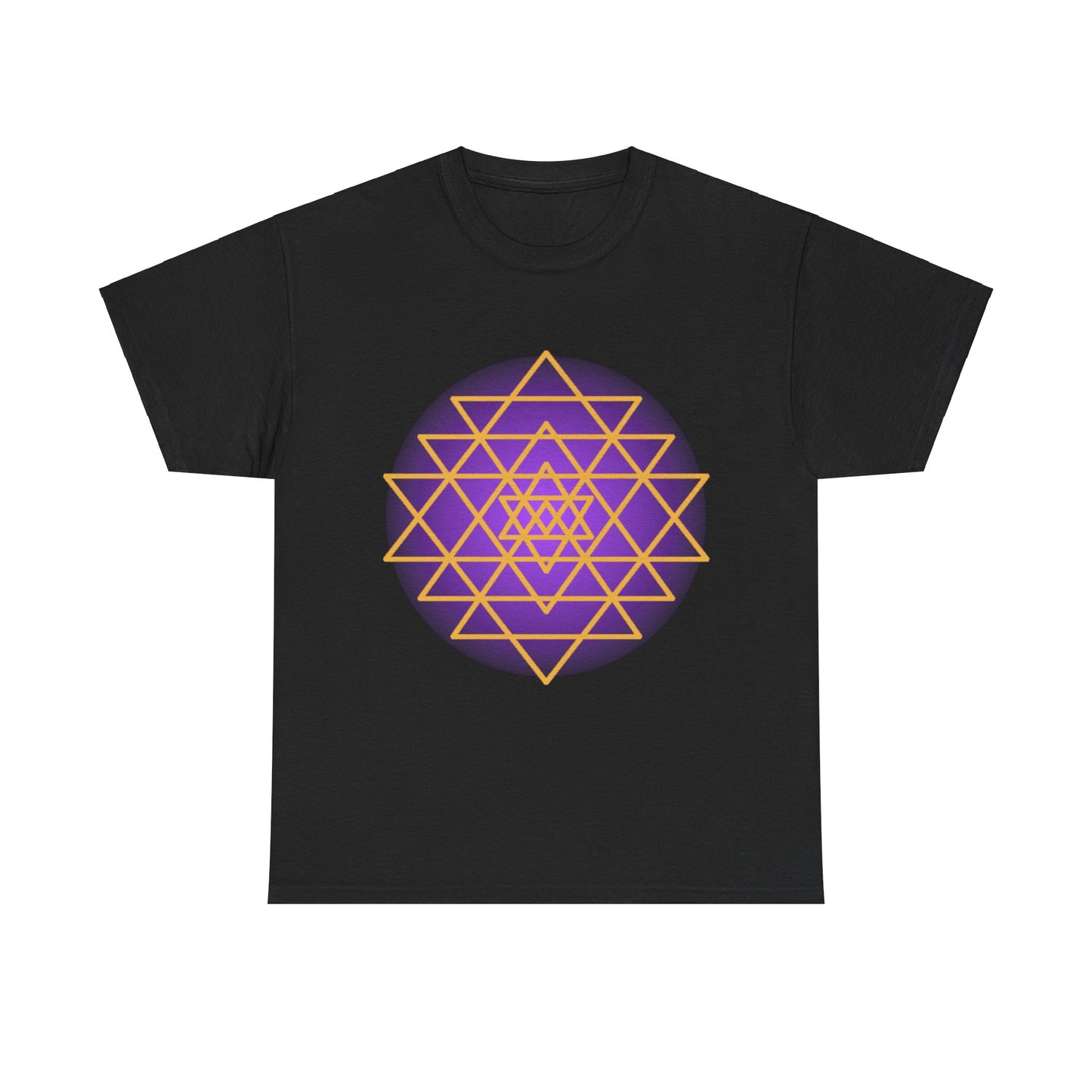 Sacred Geometry Sri Yantra, Purple Glow, Shree Yantra, Shri Chakra Nava Chakra Shirt - Graphic Tee - Yoga, Zen, Hindu Gifts Unisex Heavy Cotton Graphic Tee T-Shirt