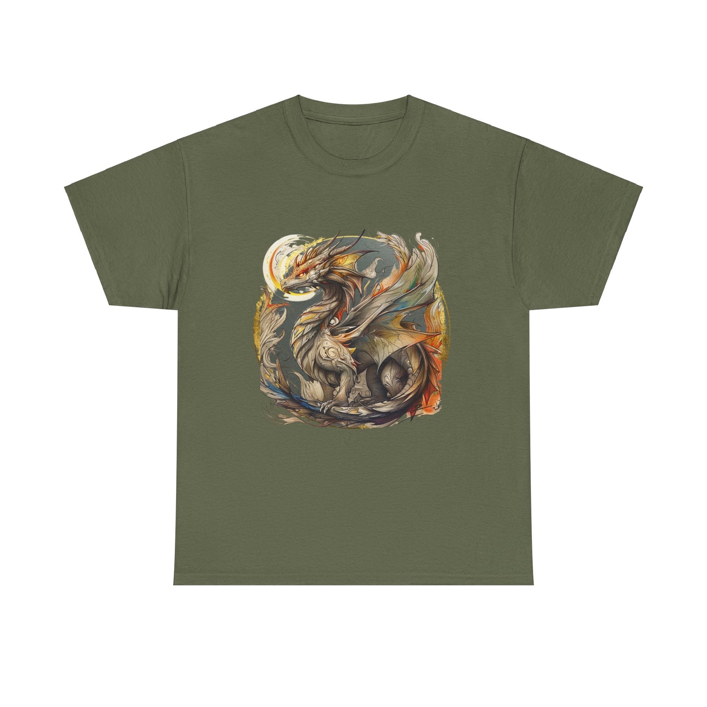 Flying Dragon Graphic Tee - Dragons and Ancestors - Dragon Lovers Unisex Heavy Cotton Tee T-Shirt