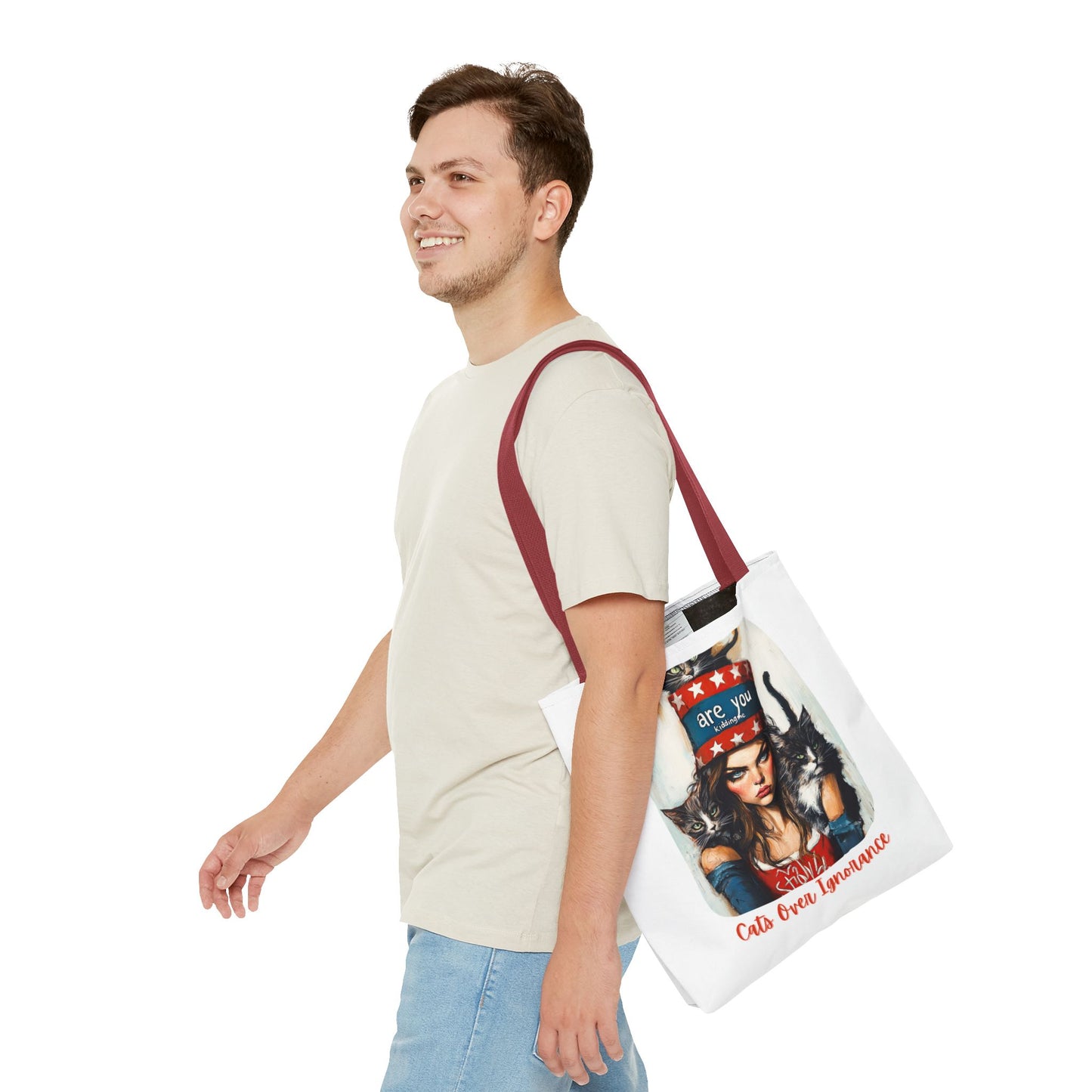 "Cats Over Ignorance" Childless Cat Lady Tote Bag (AOP)