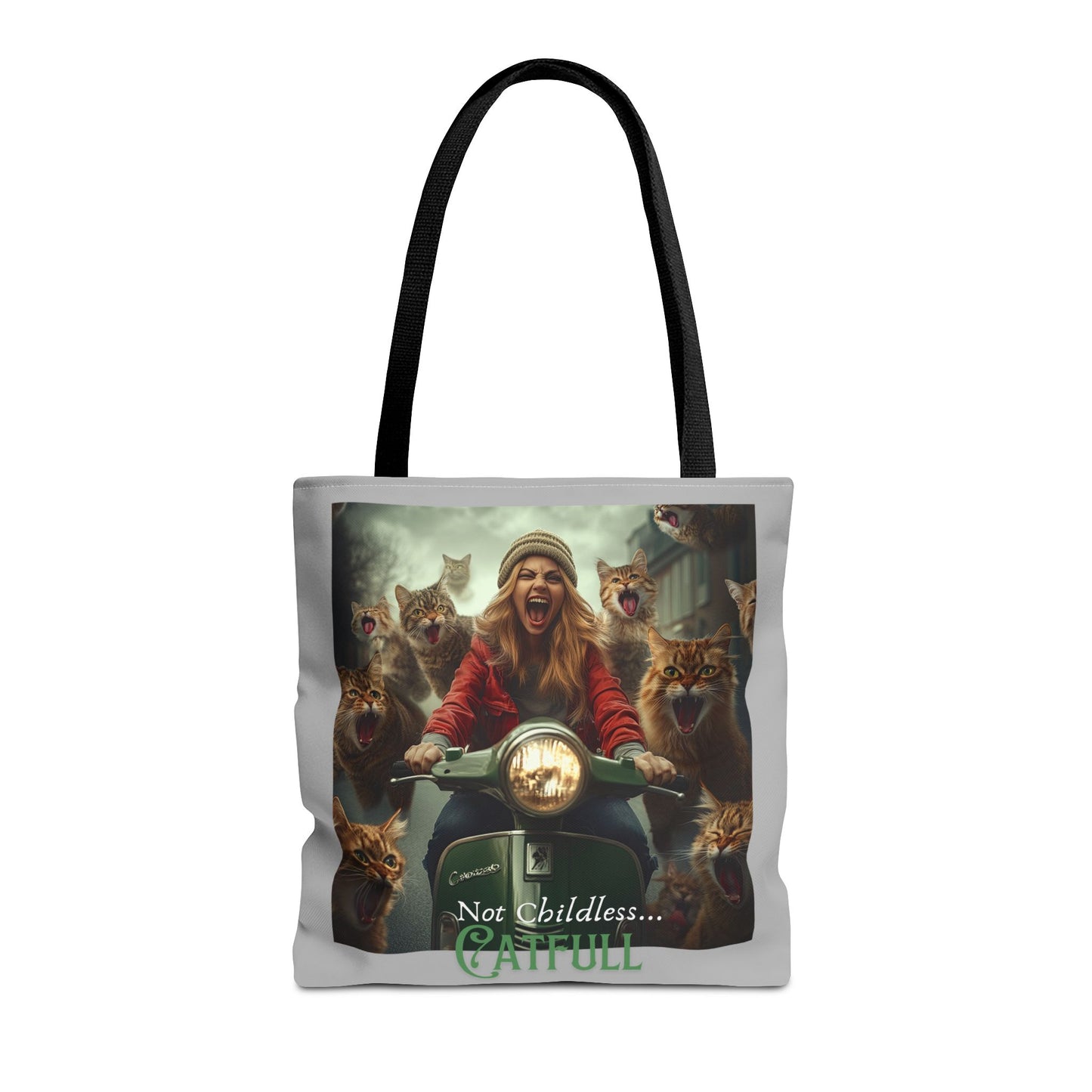 "Not Childless... Catfull" Cat Lady Tote Bag Childless Cat Lady Tote Bag (AOP)