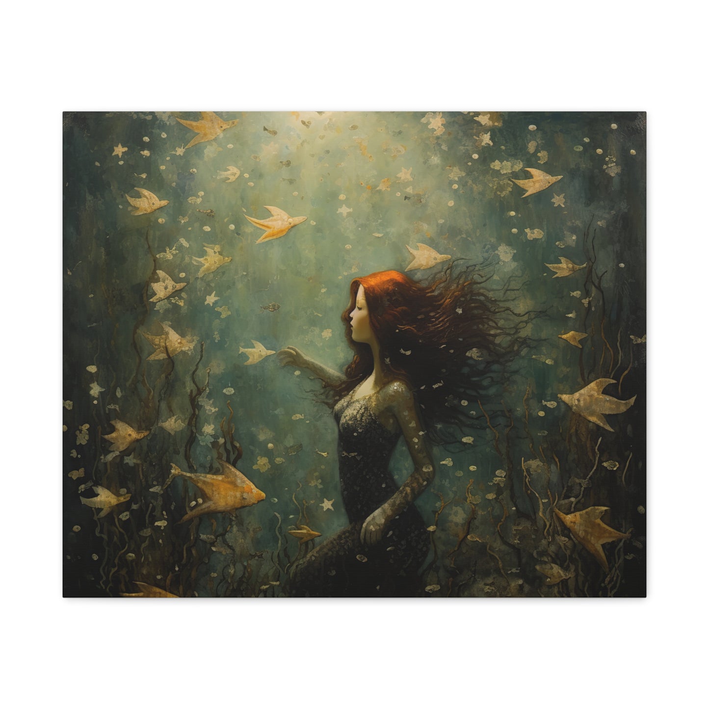 Mermaid Wall Art, Underwater Scene, Mystical Wall Art, Canvas, Kids or Adults Room, Creative Wall Art Painting Pastel