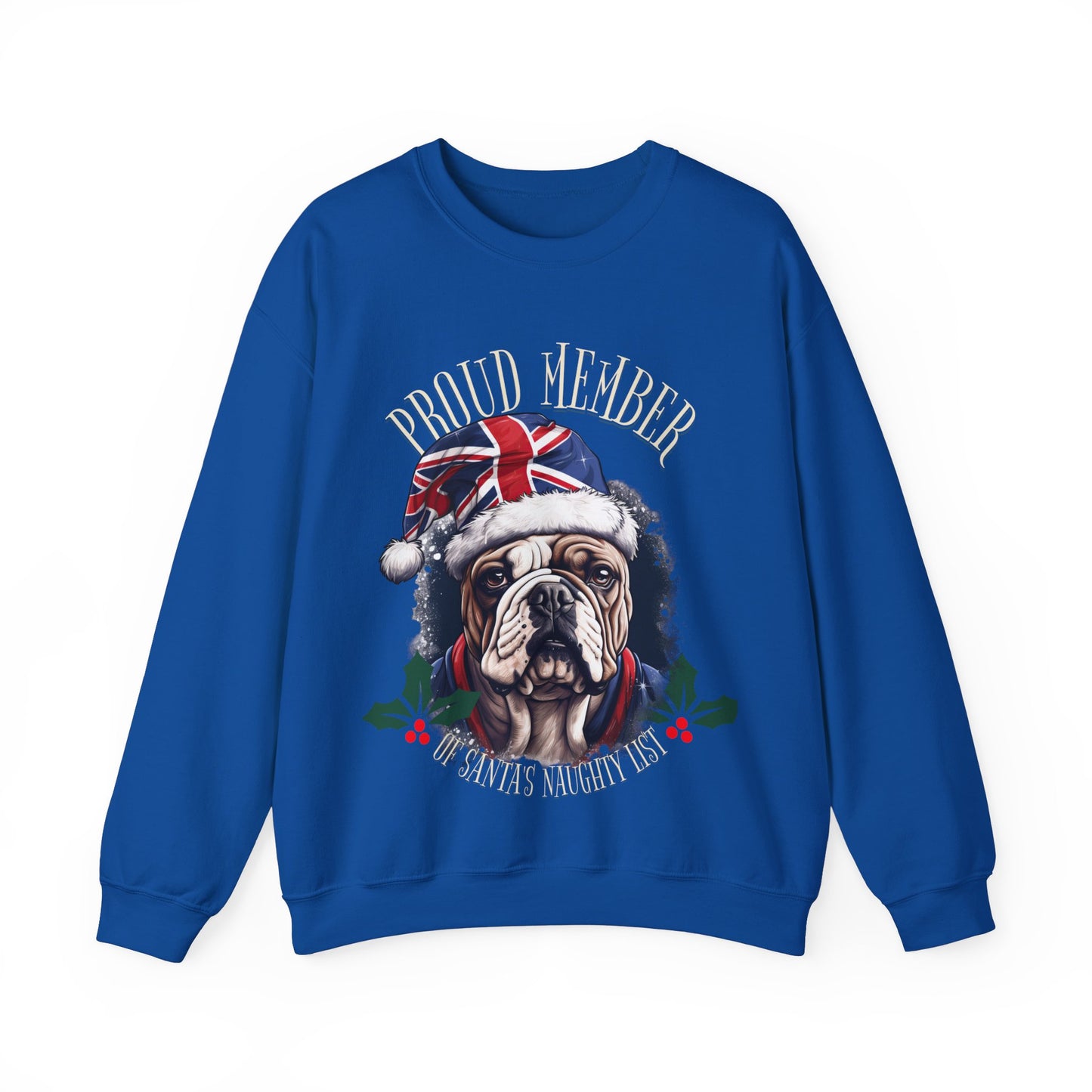 Santa's Naughty List British English Bulldog Anglophile Christmas Unisex Long Sleeve Jersey Cotton Shirt Mens Womens Sweatshirt Sweat Shirt