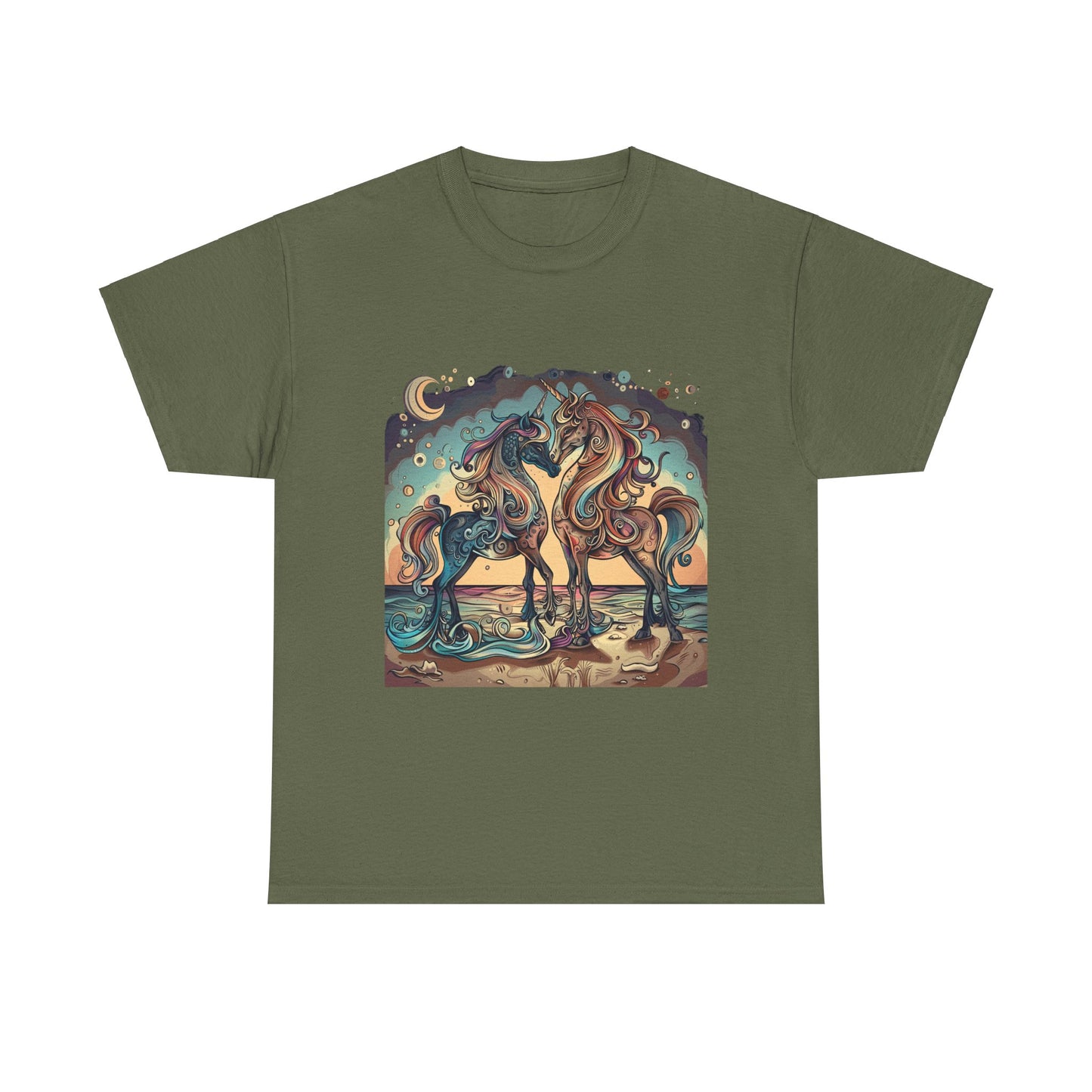 Unicorn Couple, Unicorn Lovers Graphic Tee Unisex Heavy Cotton Tee T-Shirt