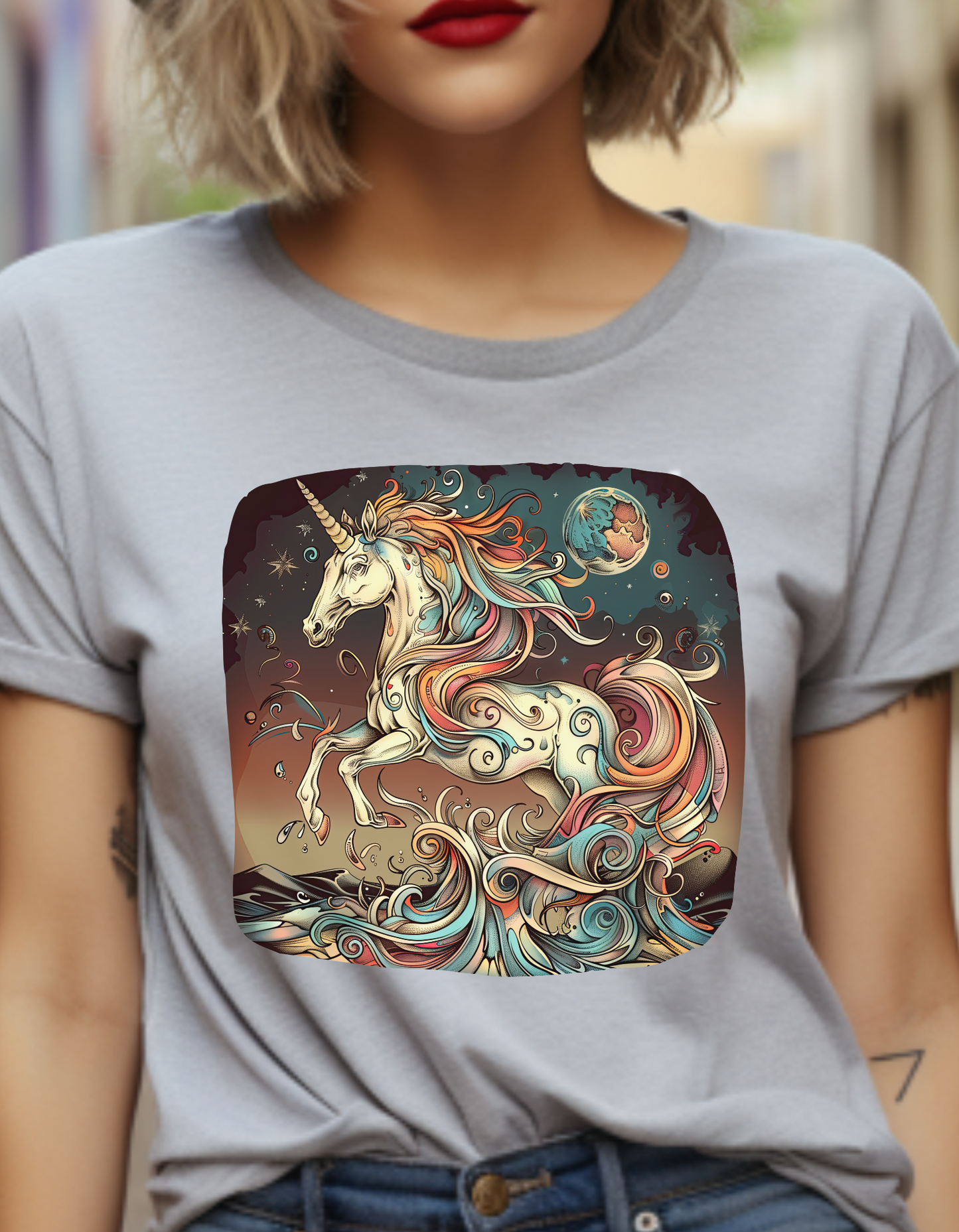 Beach Vibes Unicorn - Unicorn Lovers Graphic Tee Unisex Heavy Cotton Tee T-Shirt