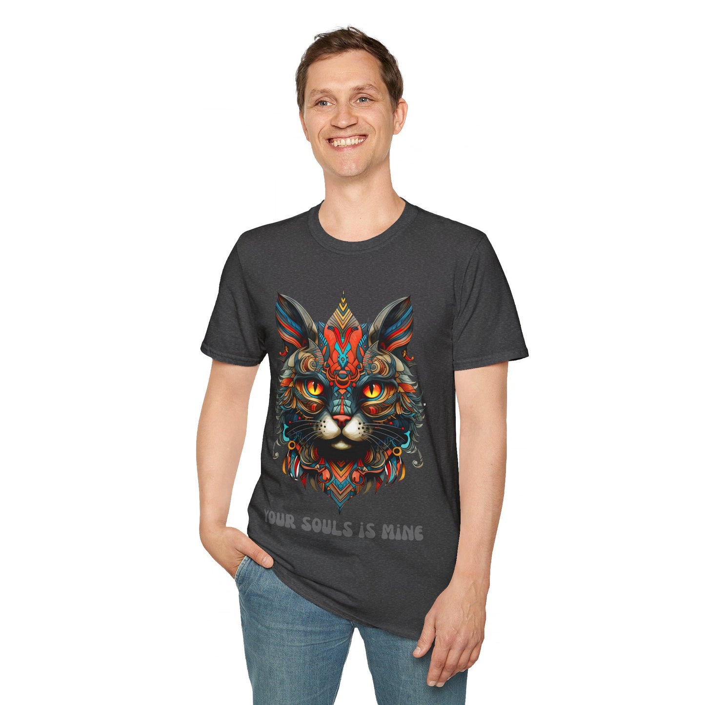 Your Soul is Mine Cat Lover's Unisex Tee Shirt, T-Shirt Cat Lovers Gift Softstyle T-Shirt Tee Teeshirt Stylized Exotic Cat